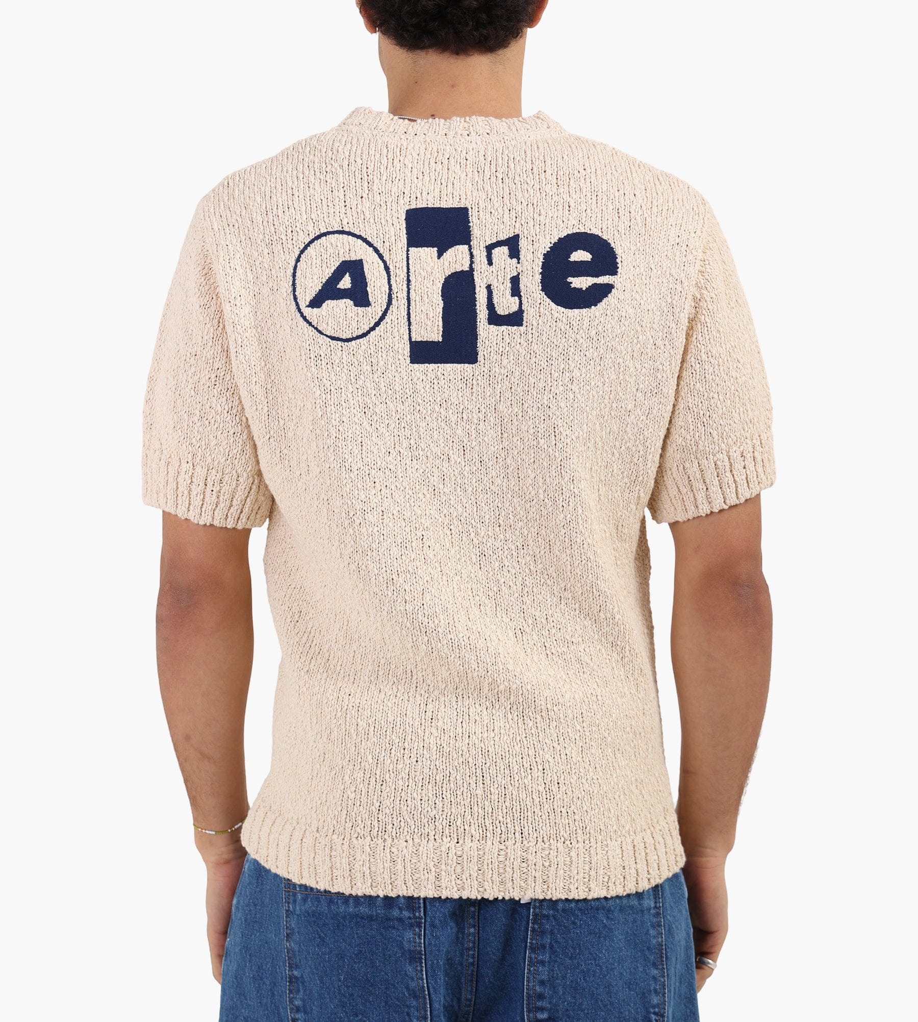 Arte Antwerp Back Graphic Knit T-shirt Cream