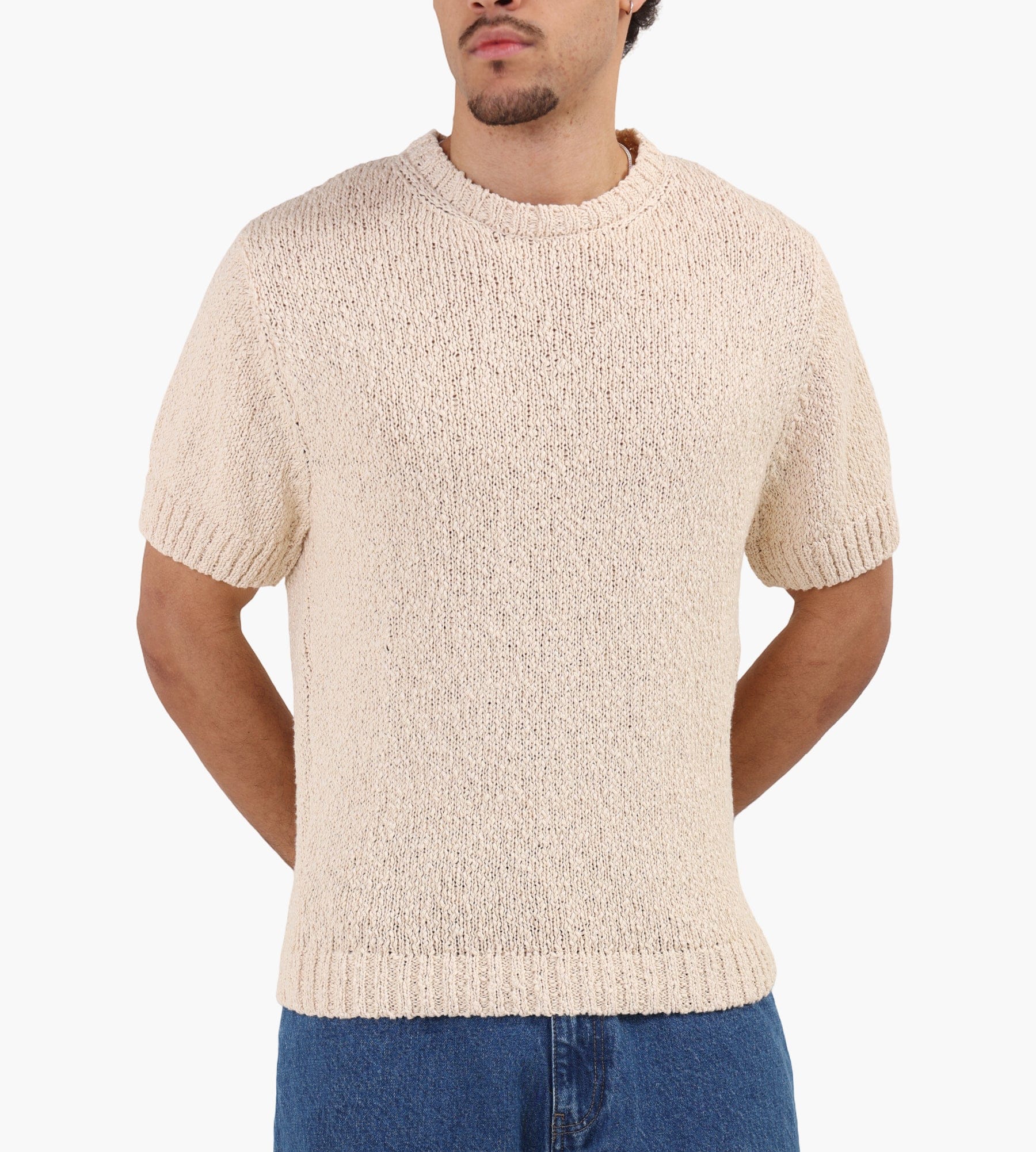 Arte Antwerp Back Graphic Knit T-shirt Cream