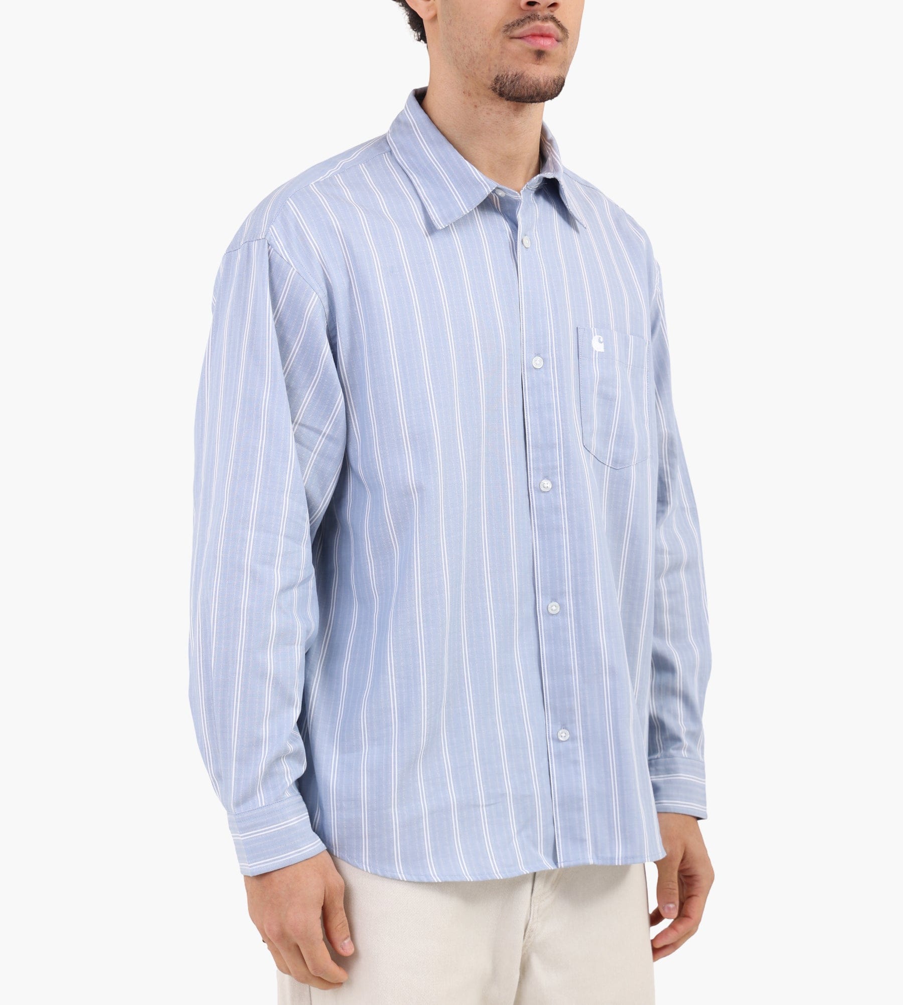 Carhartt WIP Long Sleeve Beale Shirt Beale Stripe Gentle Blue White
