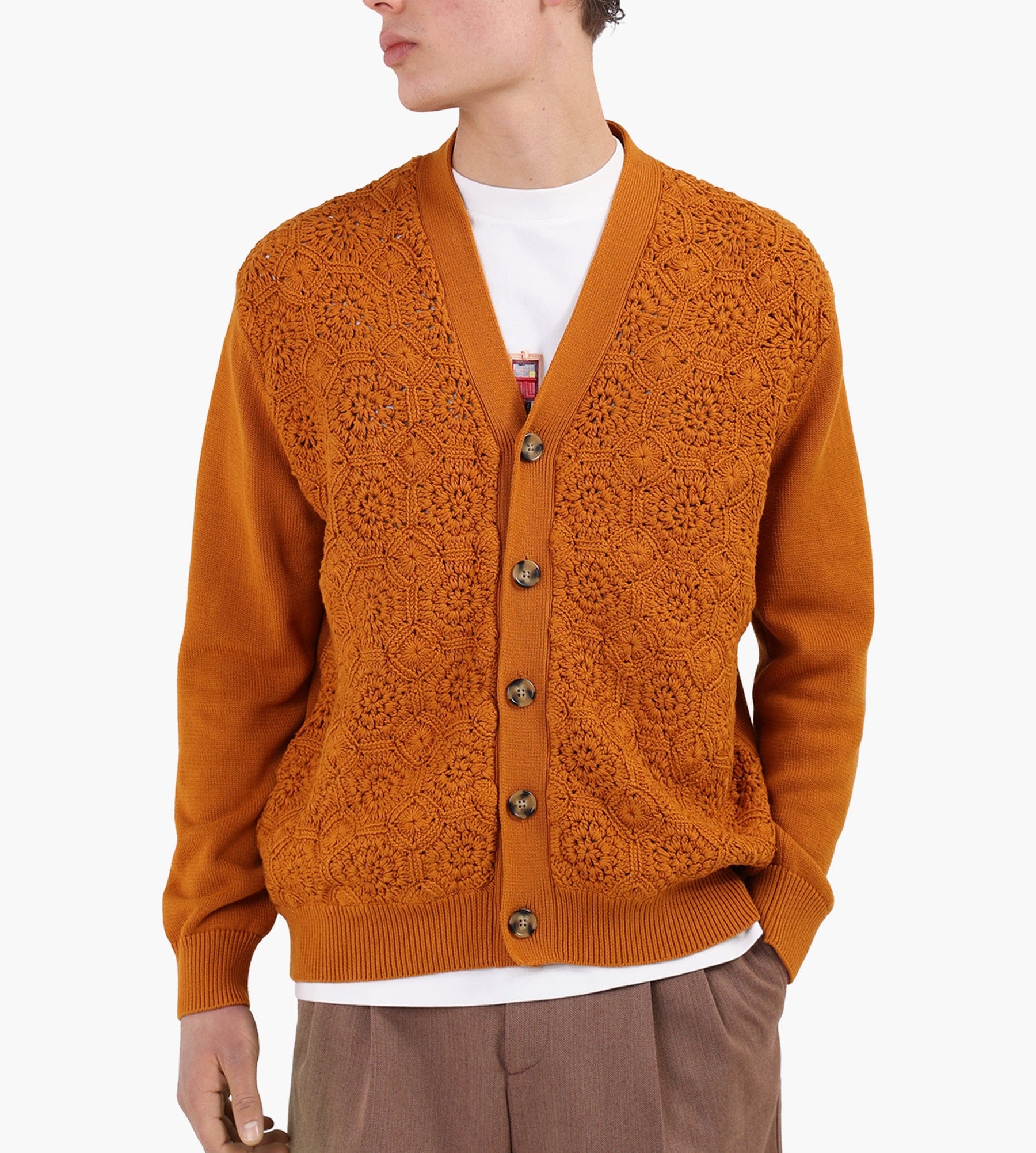 Drôle de Monsieur Cardigan Maille Crochet Dark Orange