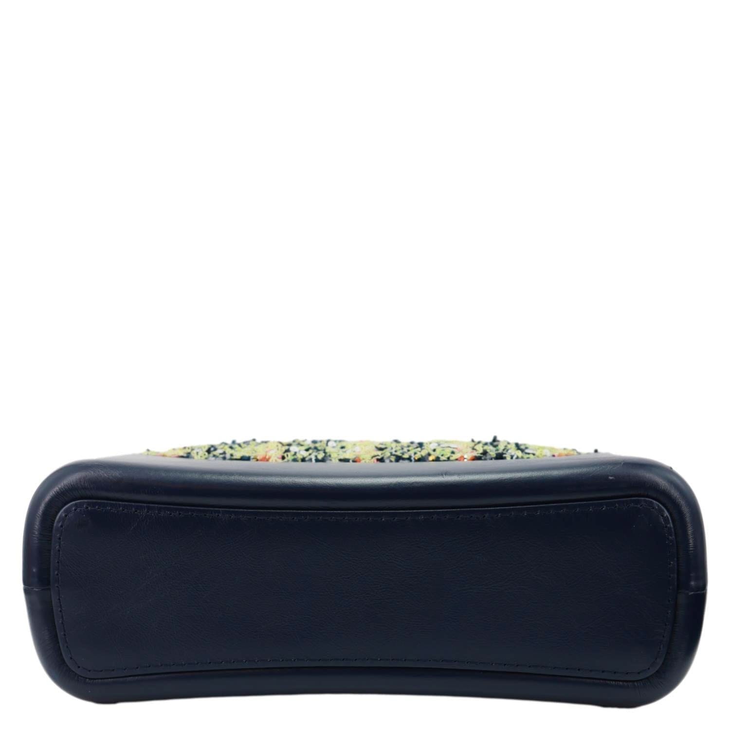 CHANEL Gabrielle Tweed Crossbody Bag Navy Blue