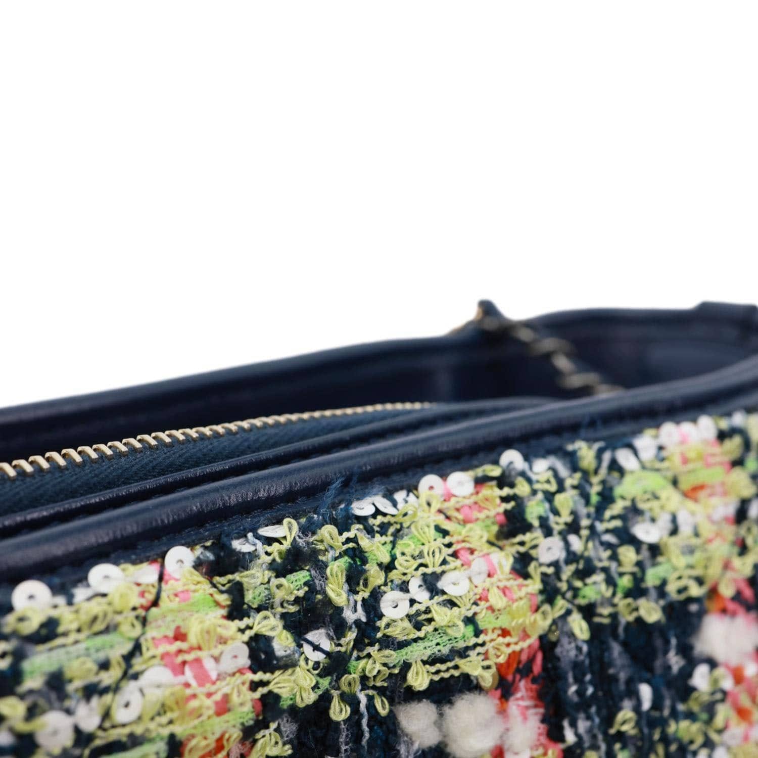 CHANEL Gabrielle Tweed Crossbody Bag Navy Blue