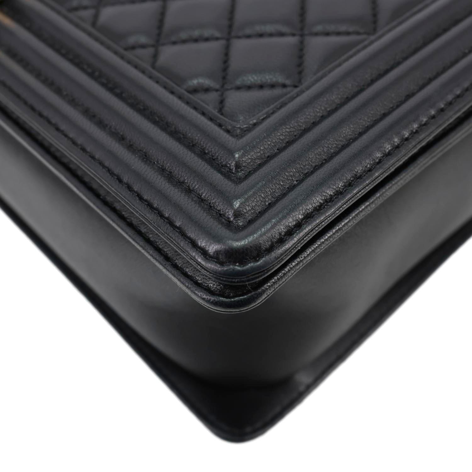 CHANEL Boy Flap Large Quilted Leather Crossbody Bag Black