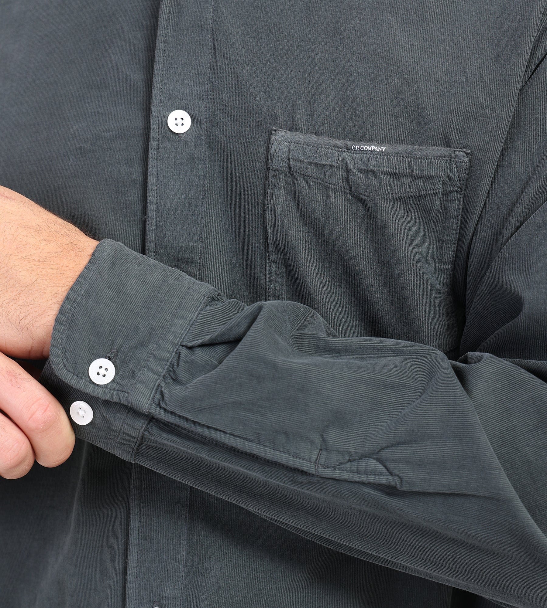C.P. Company Shirts Long Sleeve In 2000 Stripes Corduroy Dark Shadow