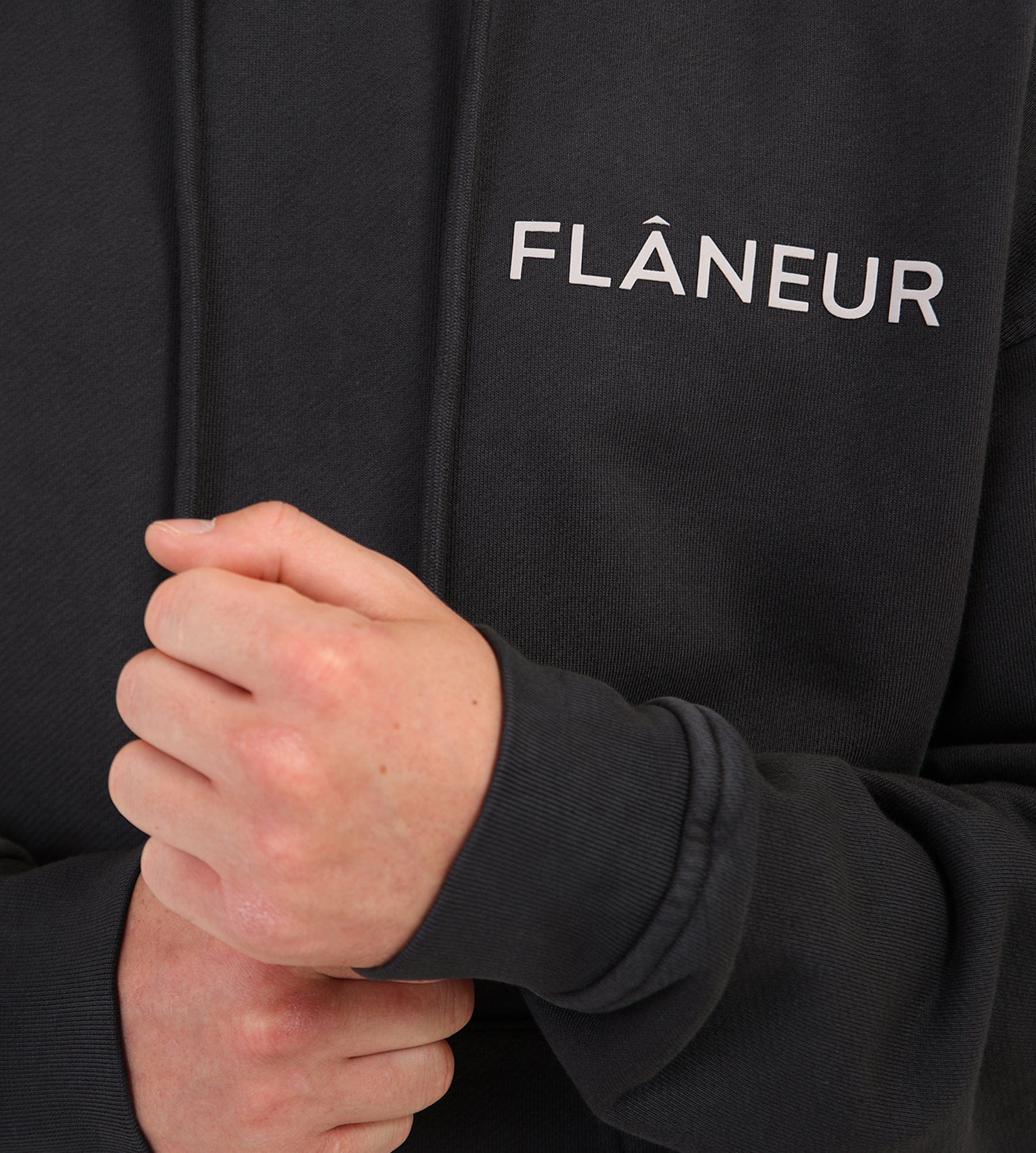 Flâneur Double Logo Washed Hoodie Black