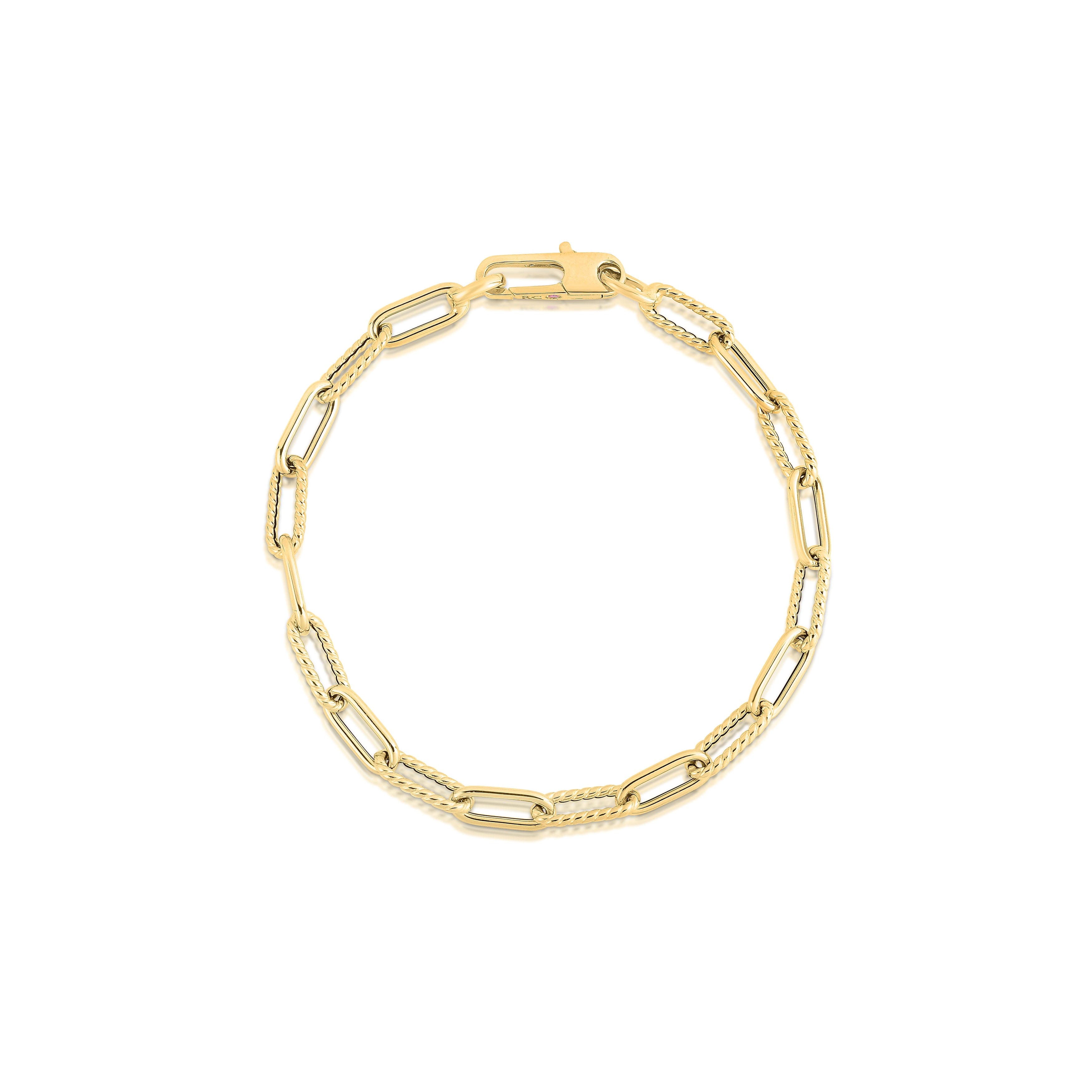 ROBERTO COIN 18K YELLOW DESIGNER GOLD PAPERCLIP LINK BRACELET