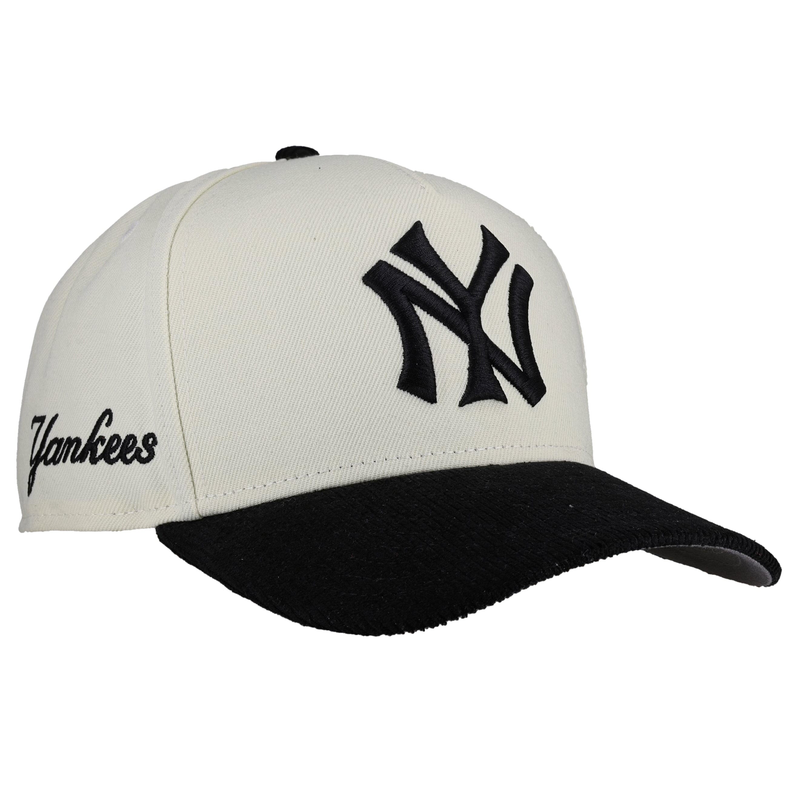 New York Yankees Black Off White Corduroy 9Fifty A Frame Snapback Hat