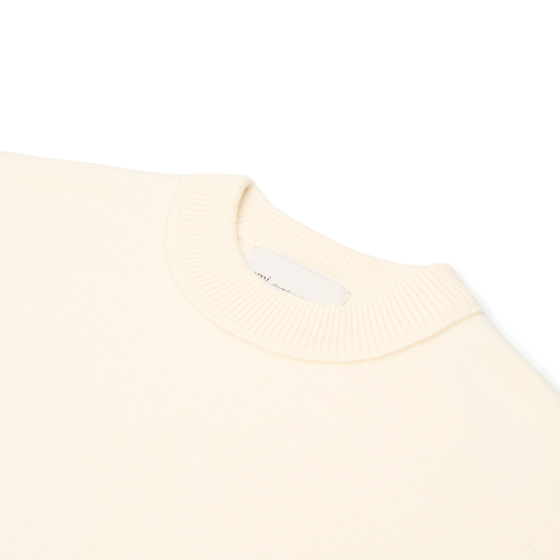 AMI Crewneck Sweater With Contrasted AMI De Coeur (Ecru/Rouge)