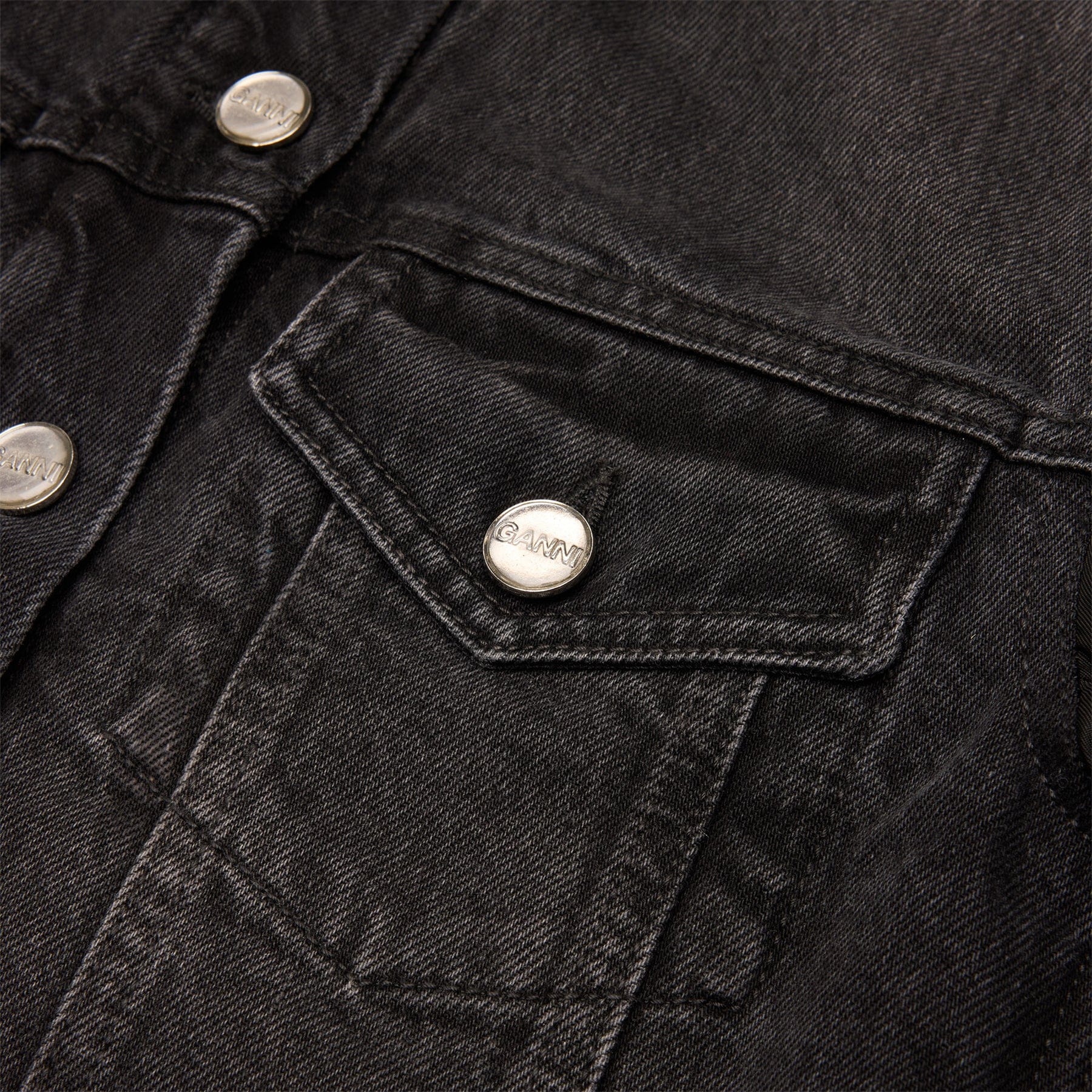 GANNI Rigid Denim Jacket (Black Washed)