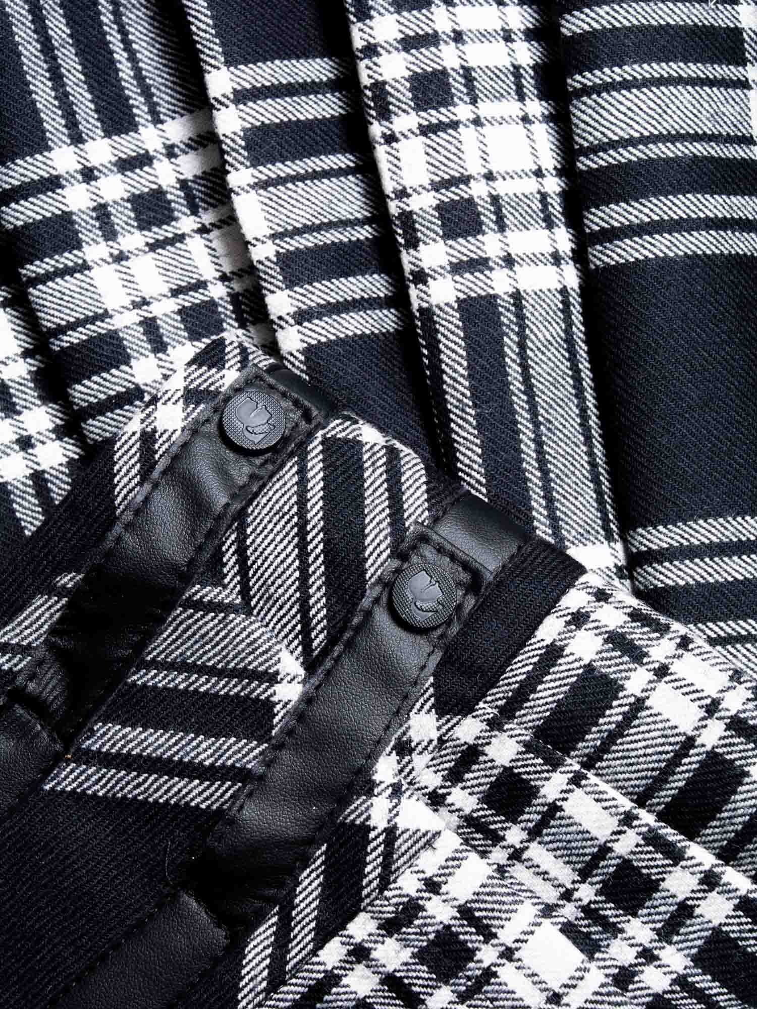 Karl Lagerfeld Logo Wool Plaid Pleated Mini Skirt Black White