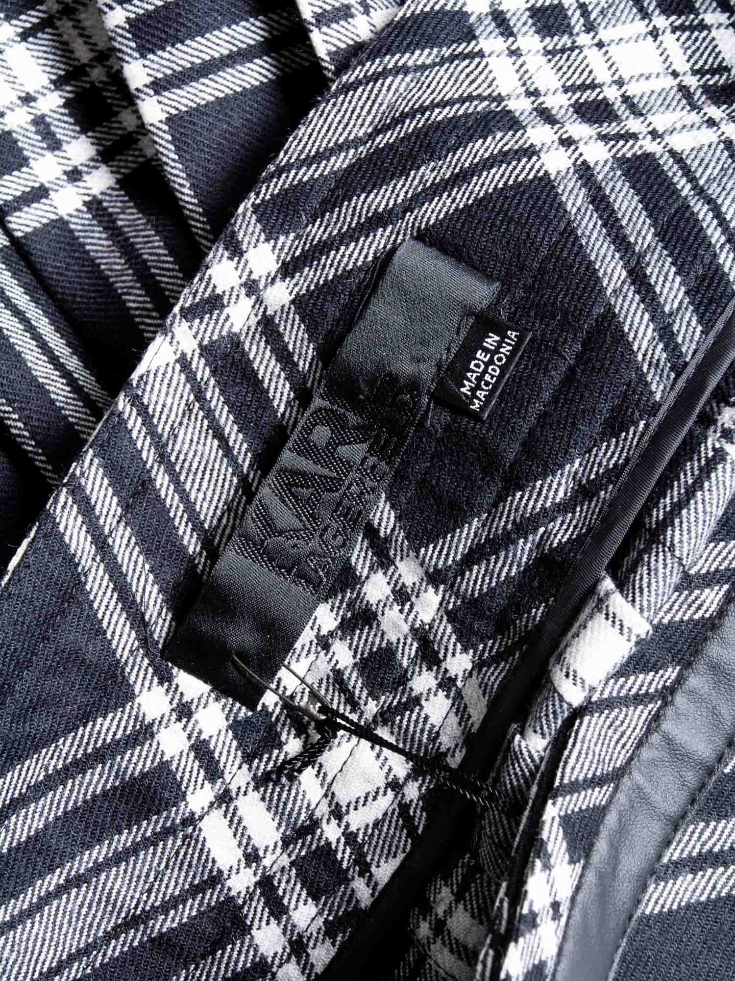Karl Lagerfeld Logo Wool Plaid Pleated Mini Skirt Black White
