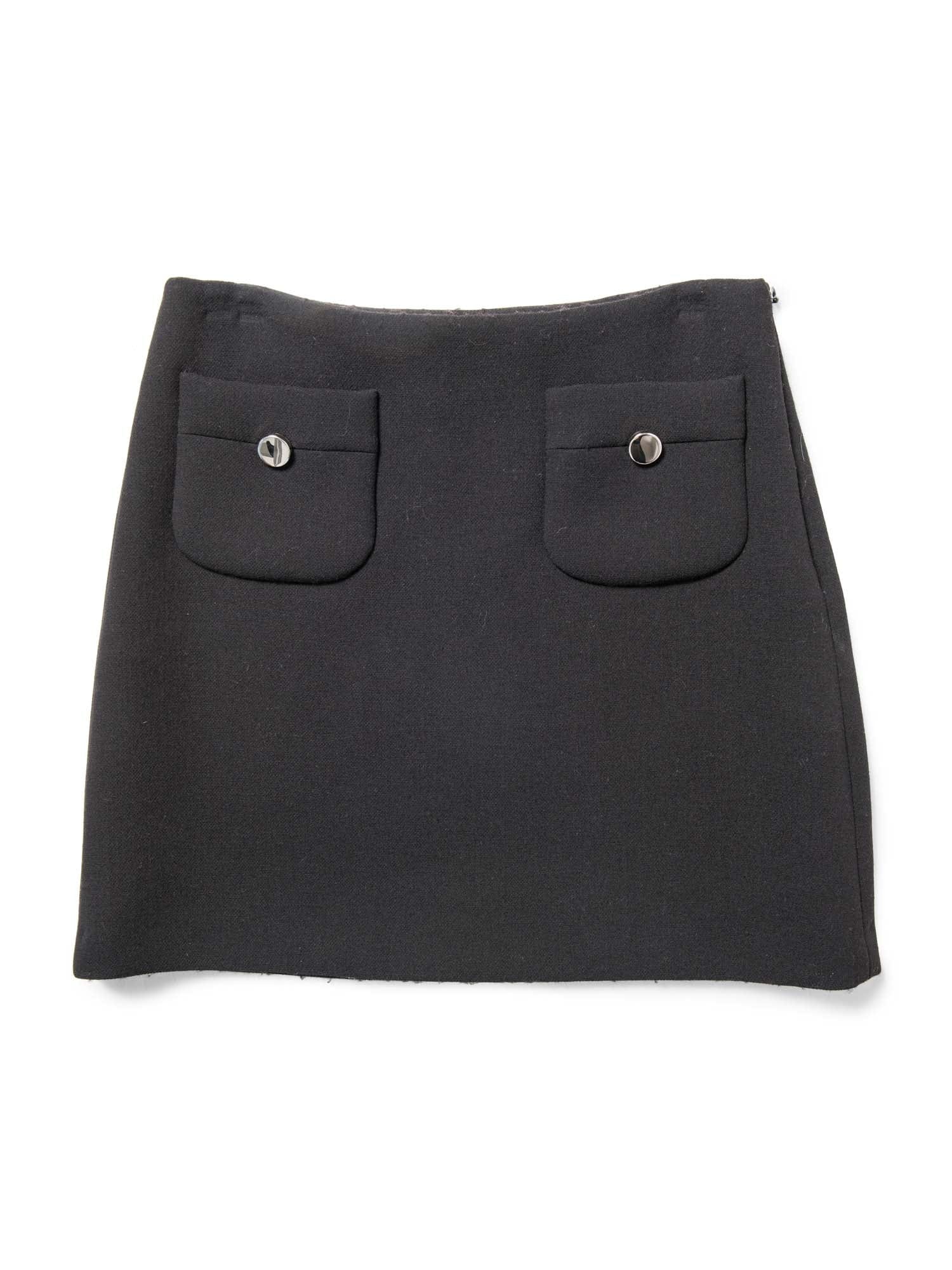 Prada Wool Patch Pocket Mini Skirt Black