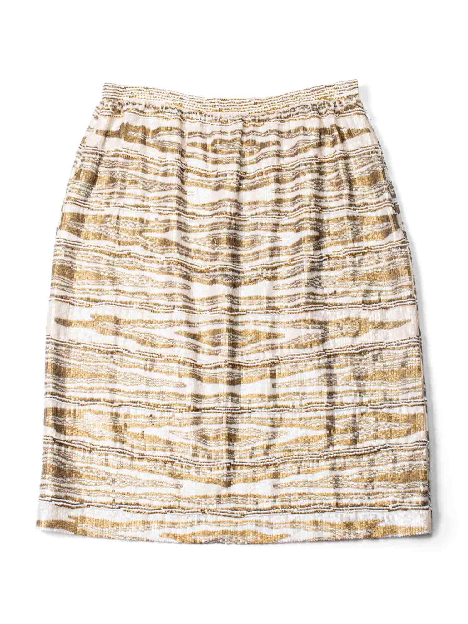 Bill Blass Sequin Hand Made Midi Skirt Gold