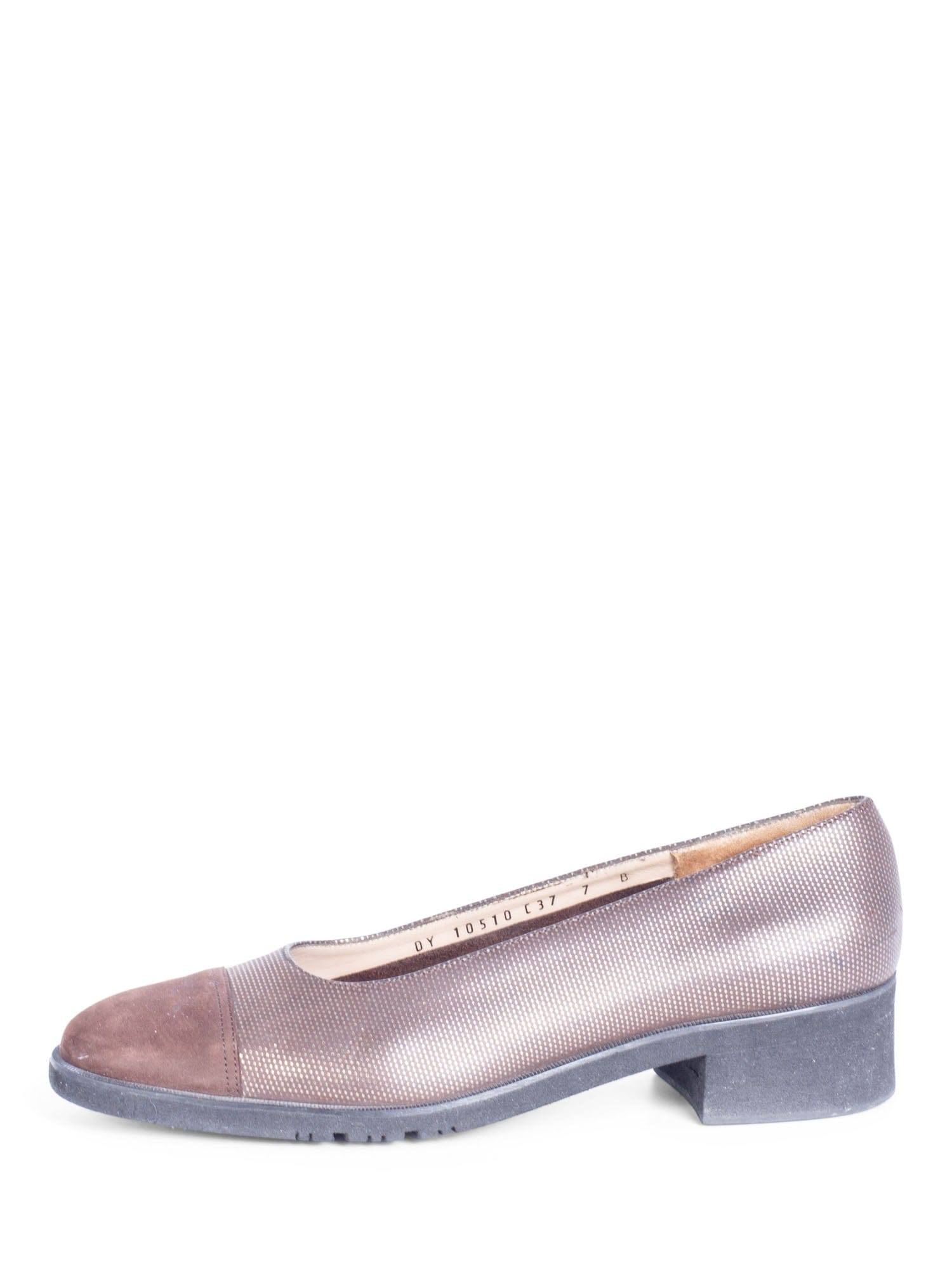 Salvatore Ferragamo Suede Leather Cap Toe Block Heel Shoes Brown