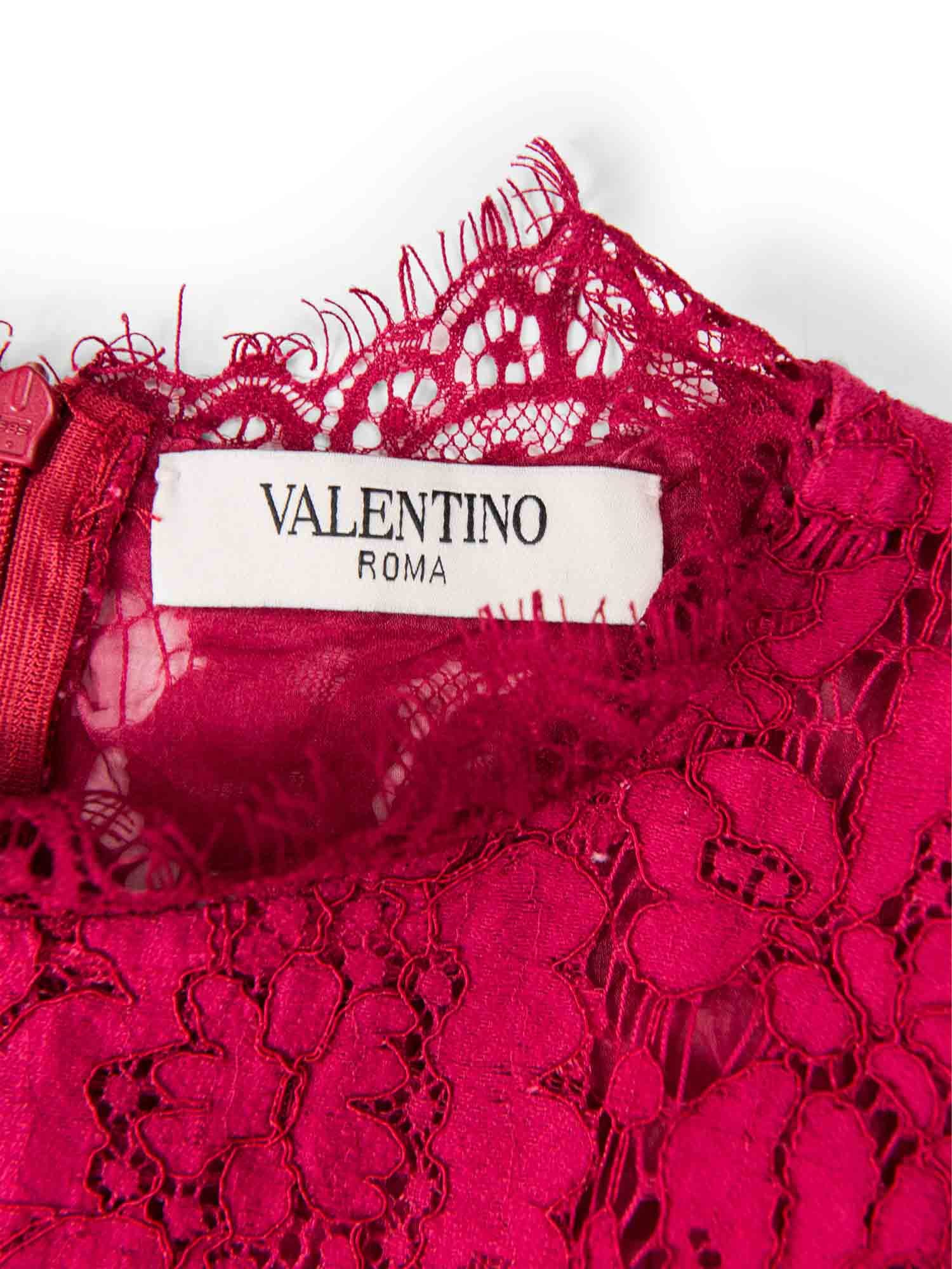 Valentino Silk Cotton Floral Lace Bow Jumpsuit Red