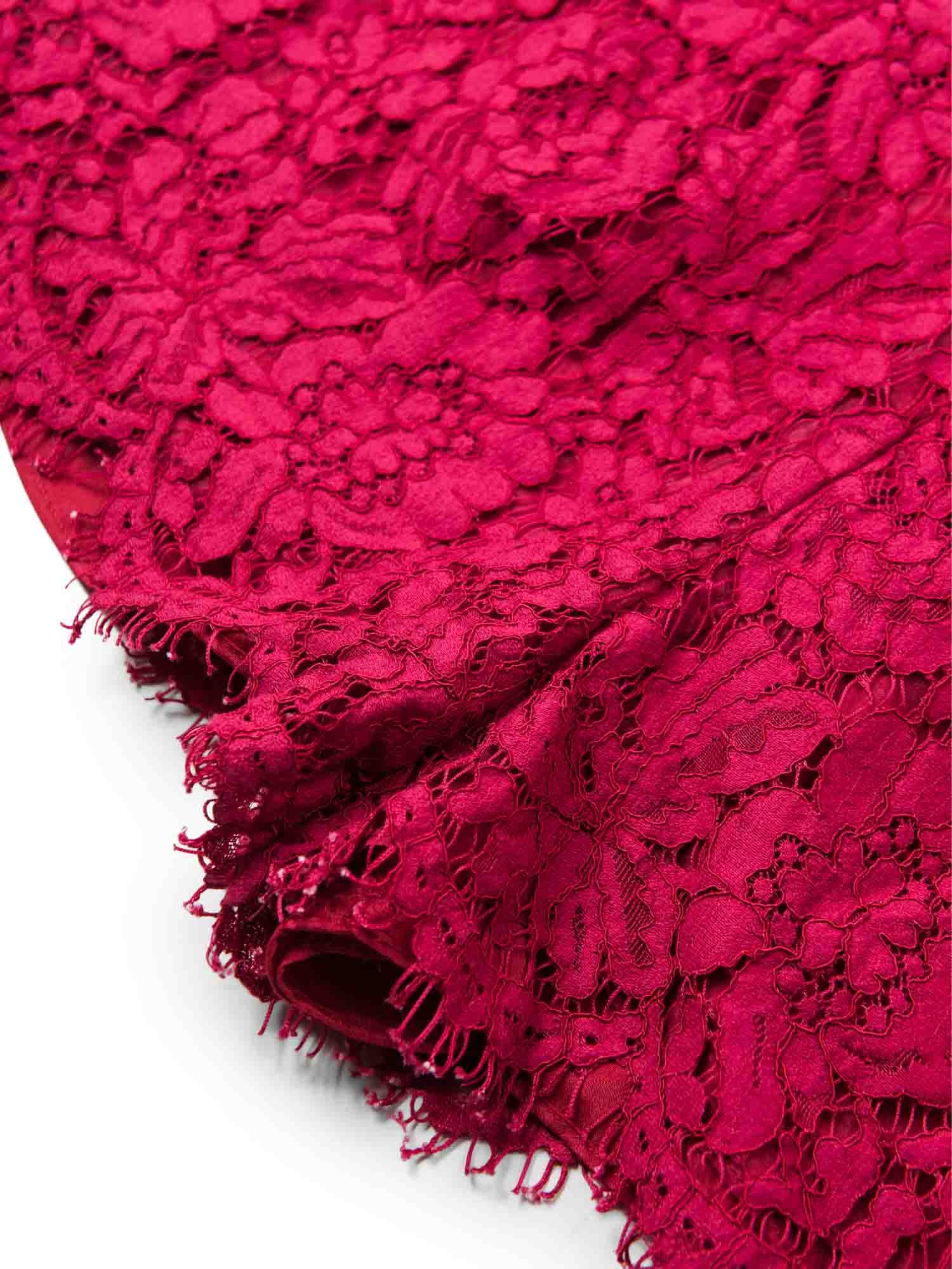 Valentino Silk Cotton Floral Lace Bow Jumpsuit Red