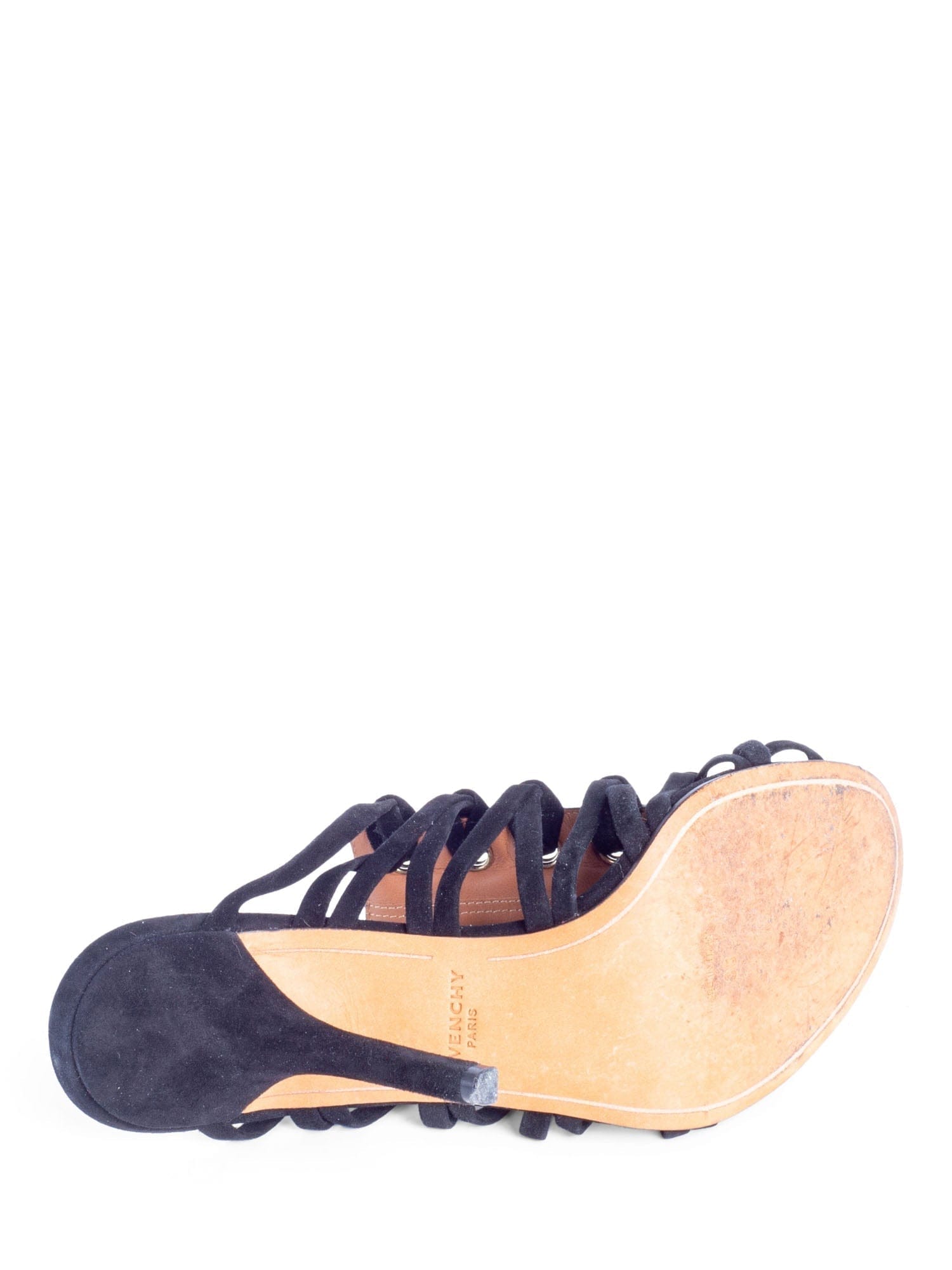 Givenchy Suede Open Toe Strapped Heels Black