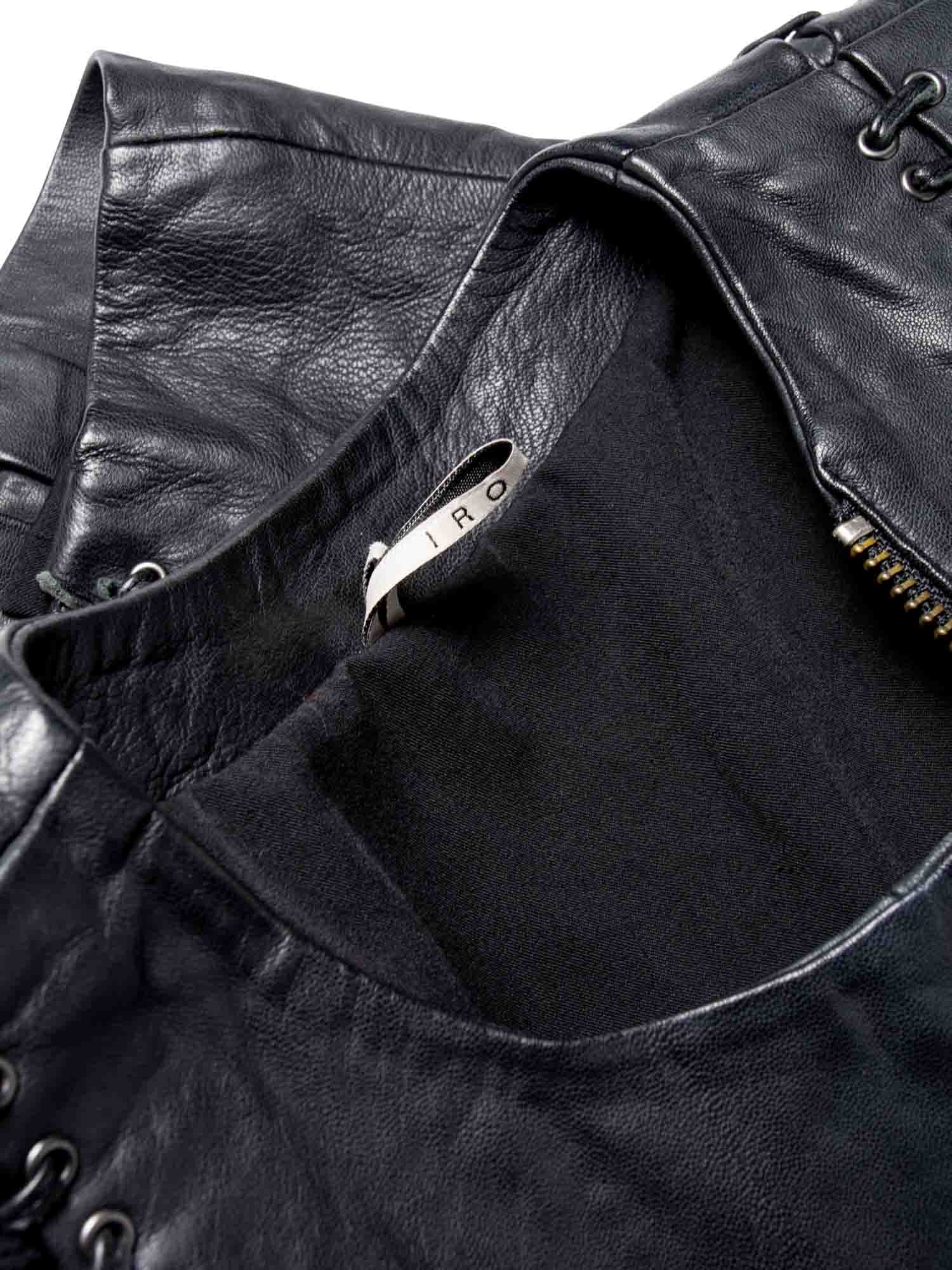 Iro Leather Lace Up Cropped Vest Black