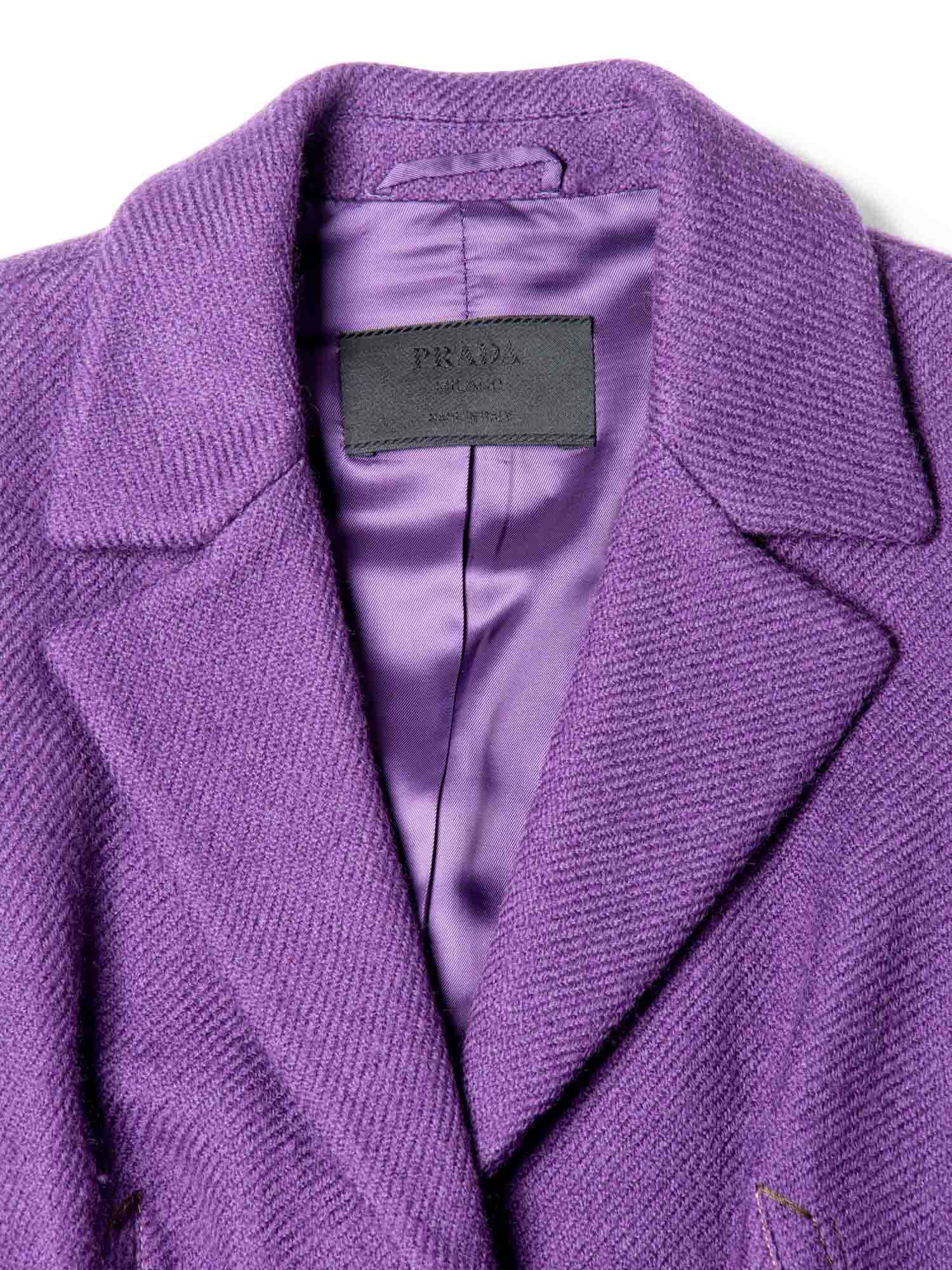 Prada Wool Pleated Skirt Suit Purple Brown