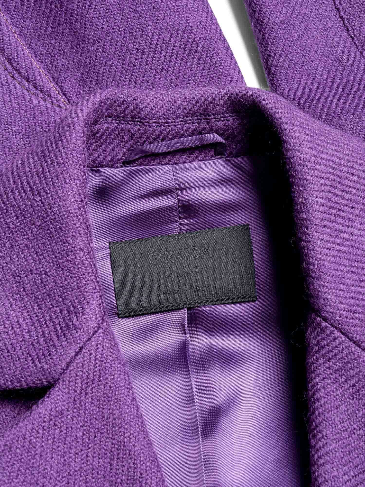 Prada Wool Pleated Skirt Suit Purple Brown