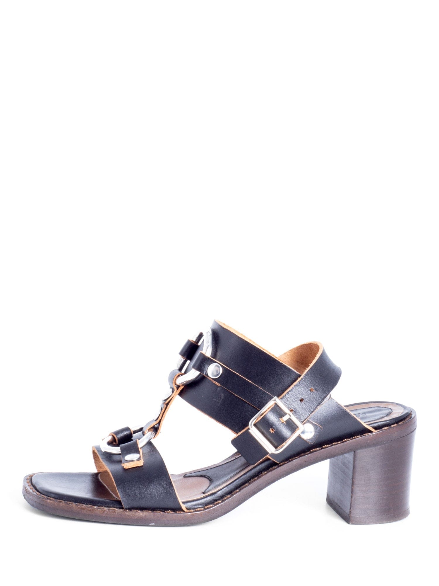 Marni Leather T Strap Block Heel Mule Black