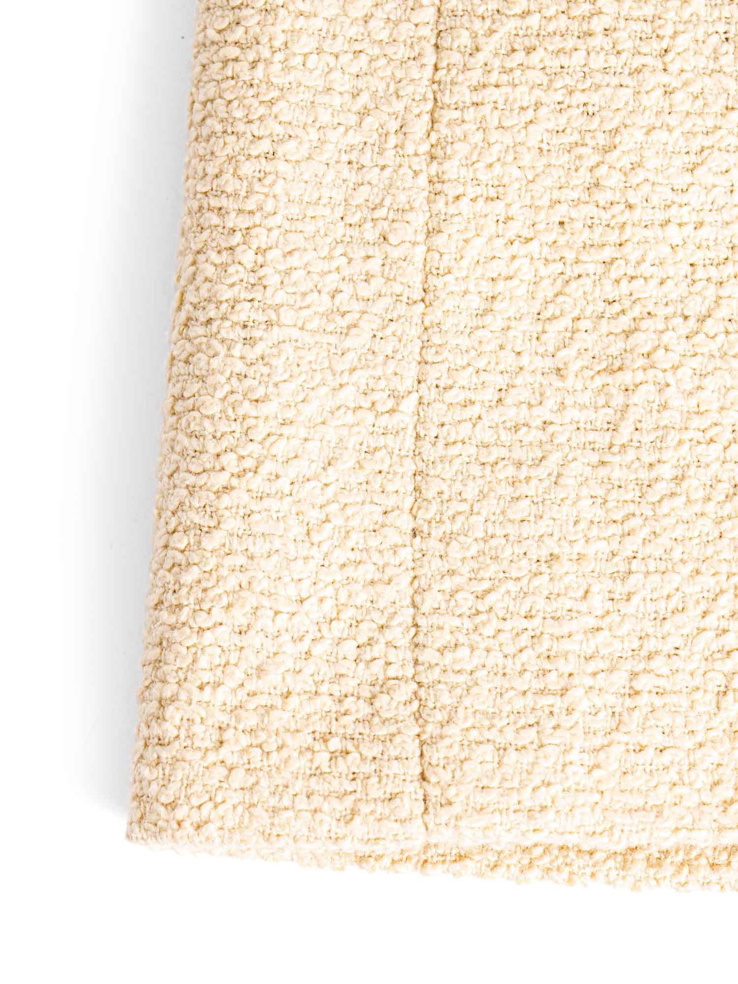 Chanel CC Logo Tweed Mini Pencil Skirt Beige