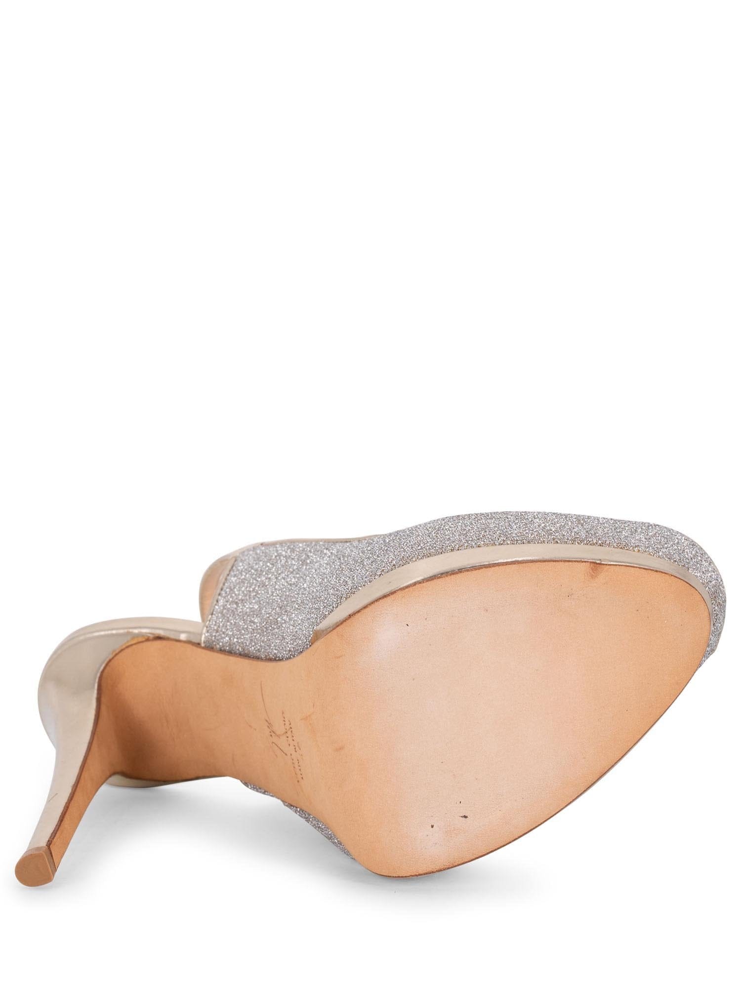 Giuzeppe Zanotti Sling Back Platform Heels Silver