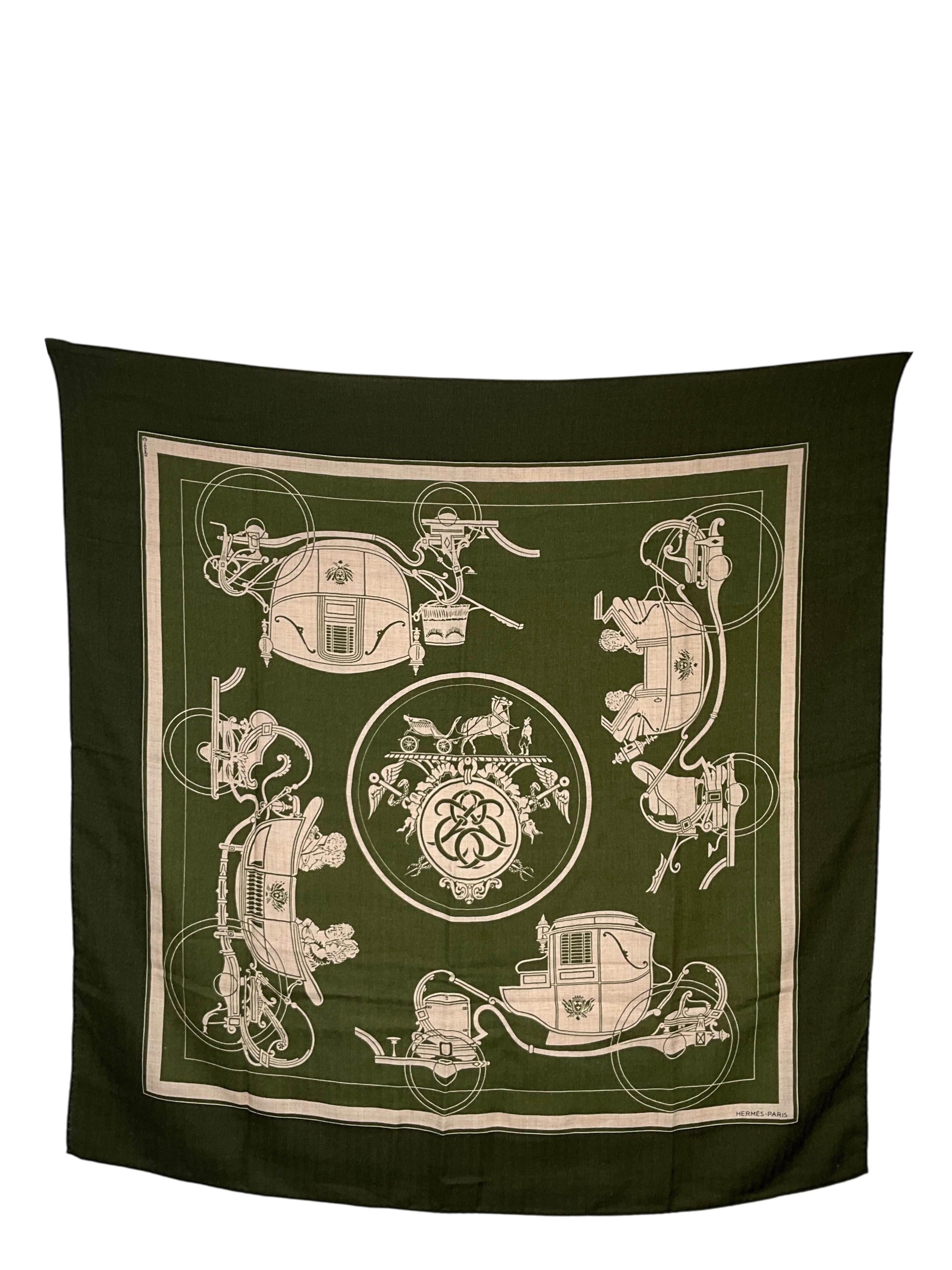 Hermes Ex-Libris Cashmere Silk Scarf 90