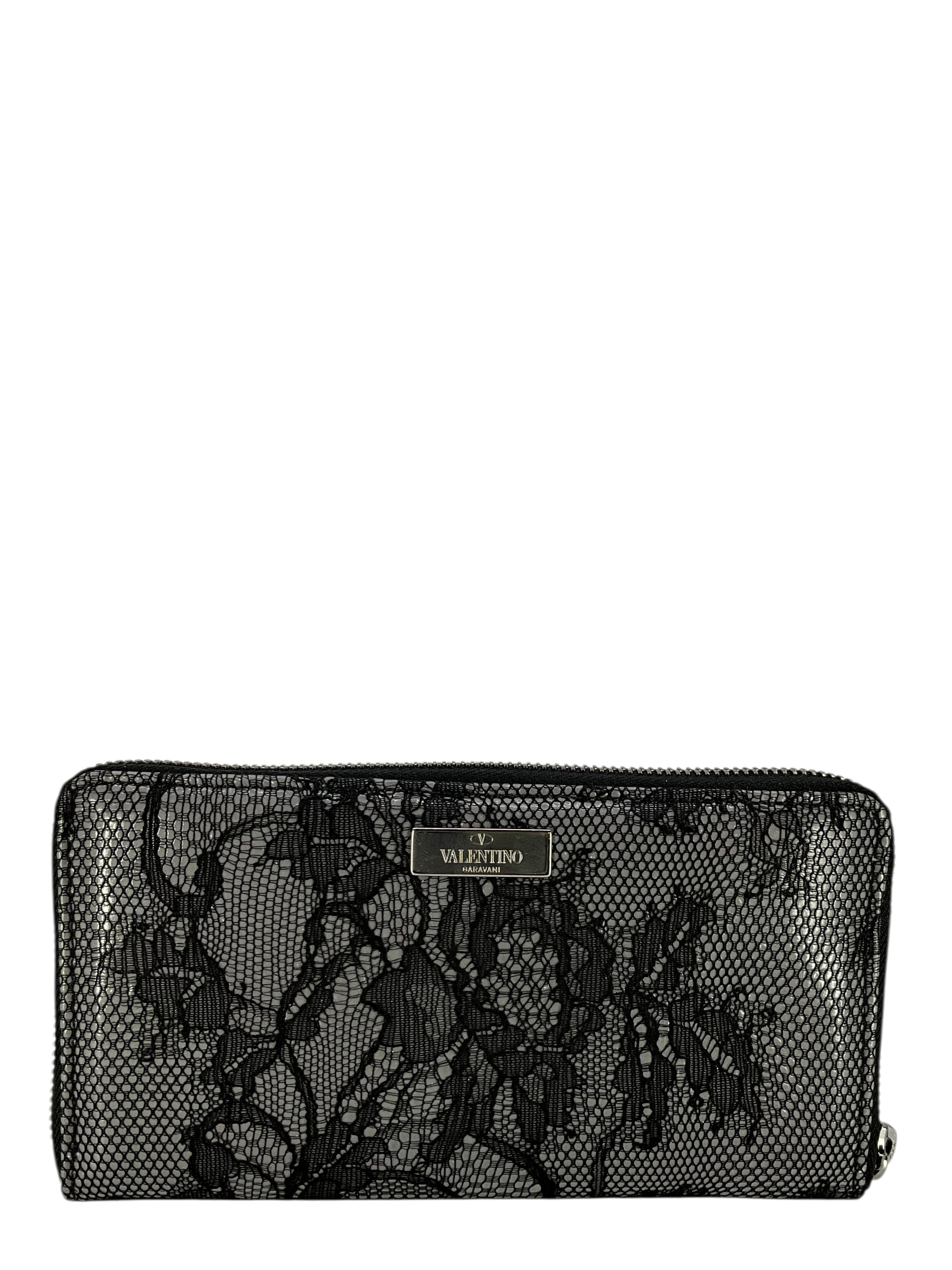 Valentino Valantino Garavani Lace Zip Around Wallet