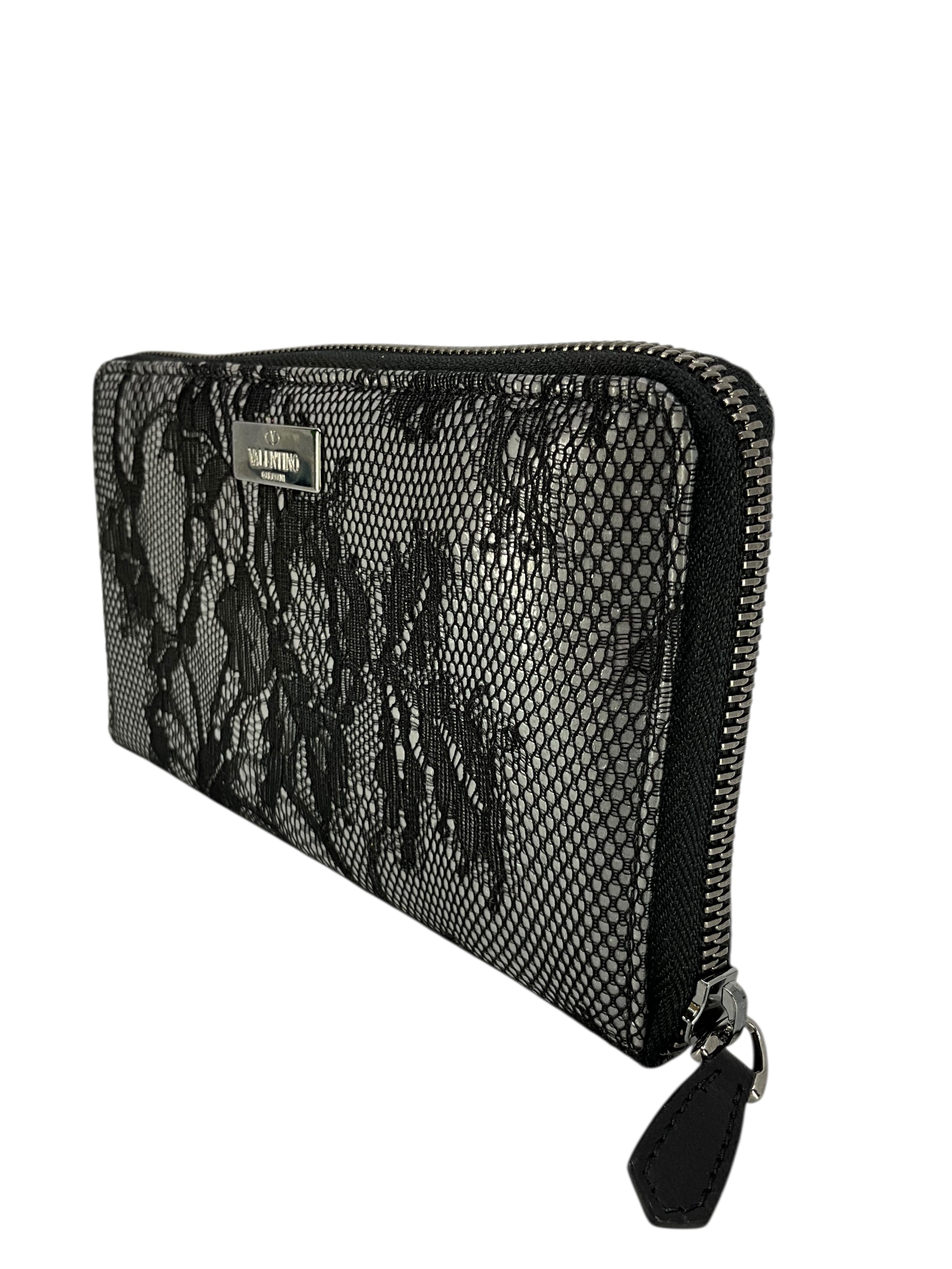 Valentino Valantino Garavani Lace Zip Around Wallet