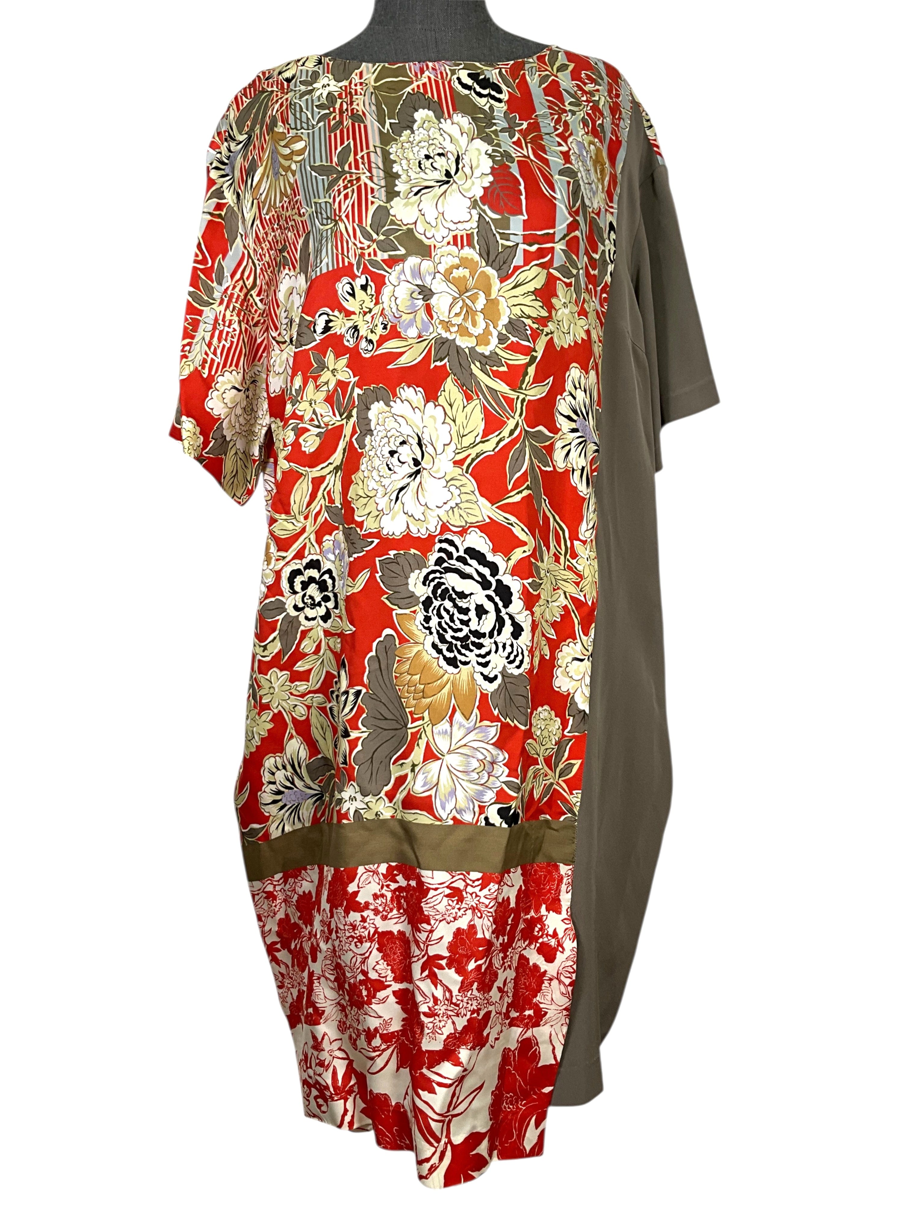 ETRO Floral Printed Midi Short Sleeve Dress Size XL