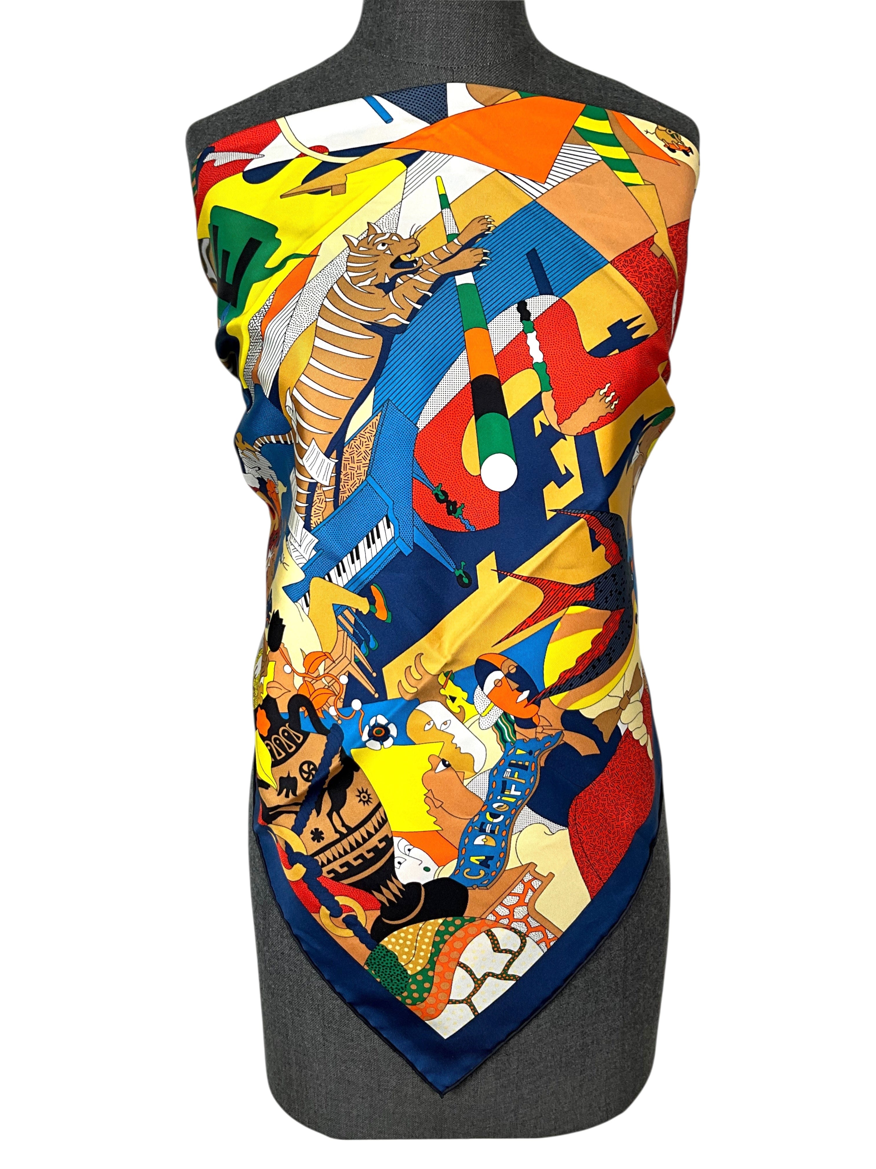 HERMES Silk Ca Decoiffe! Scarf 90 NEW
