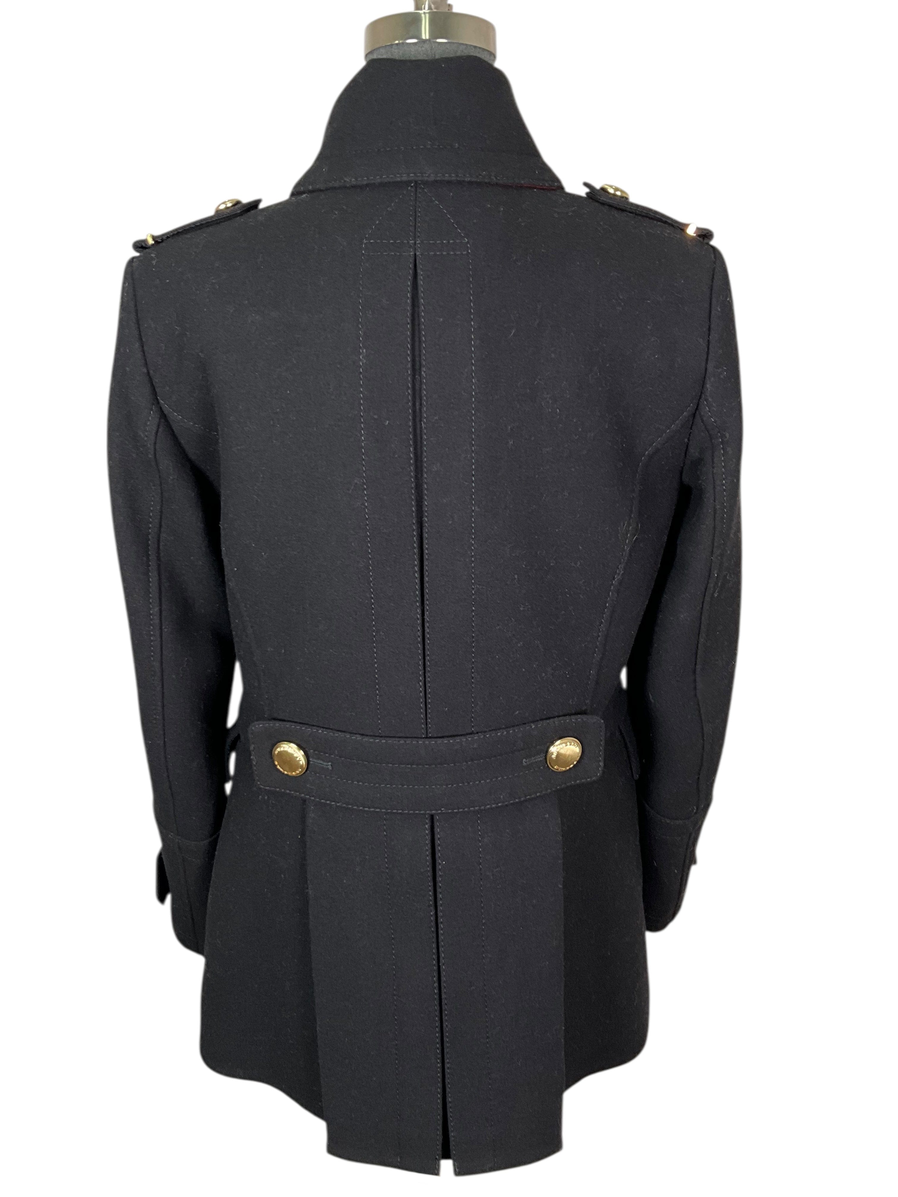 Burberry London Wool Military Pea Coat Size S