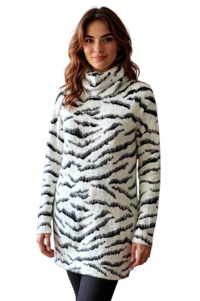 Givenchy Zebra Print Oversized Turtleneck Sweater Size XS