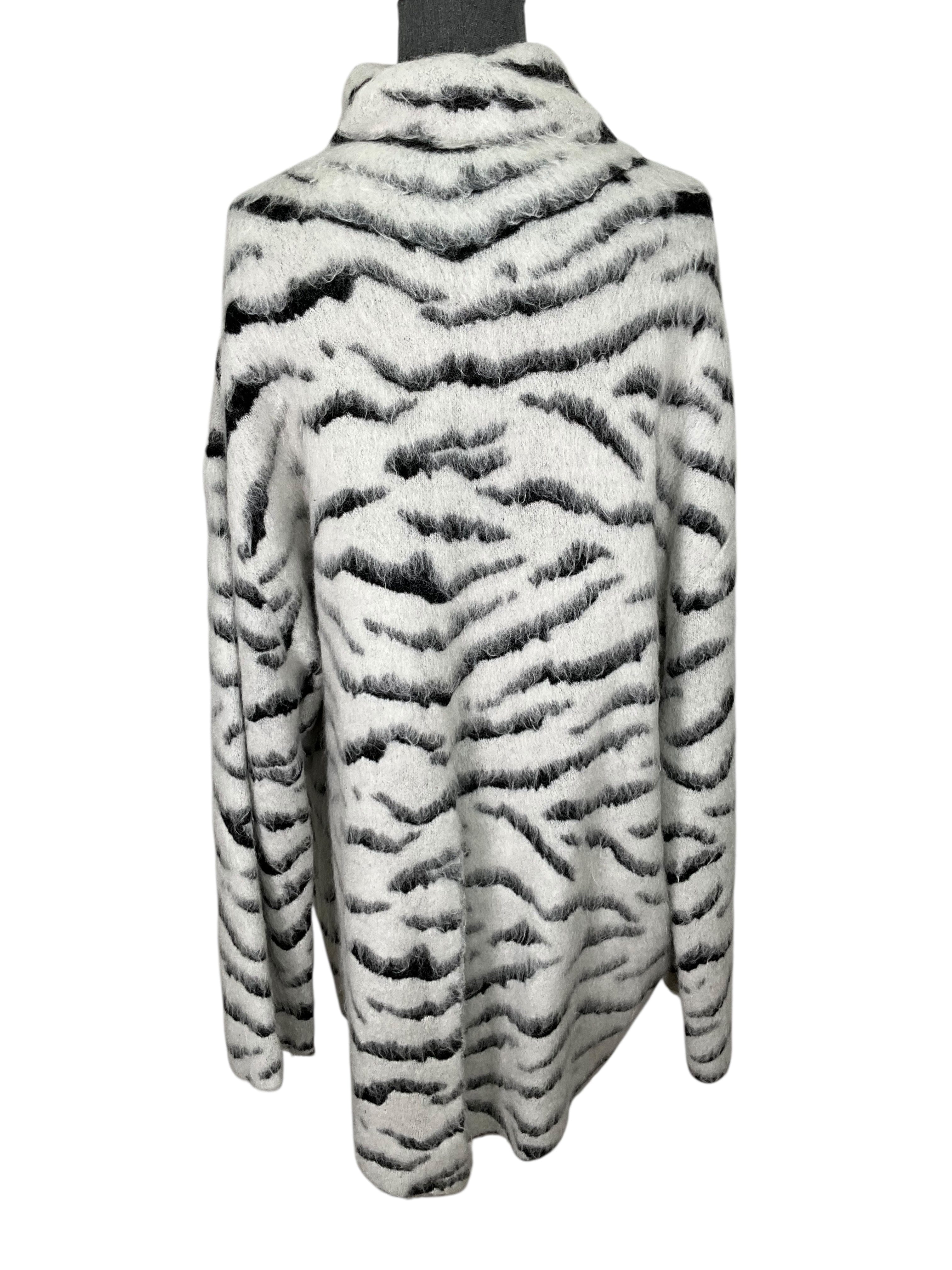 Givenchy Zebra Print Oversized Turtleneck Sweater Size XS