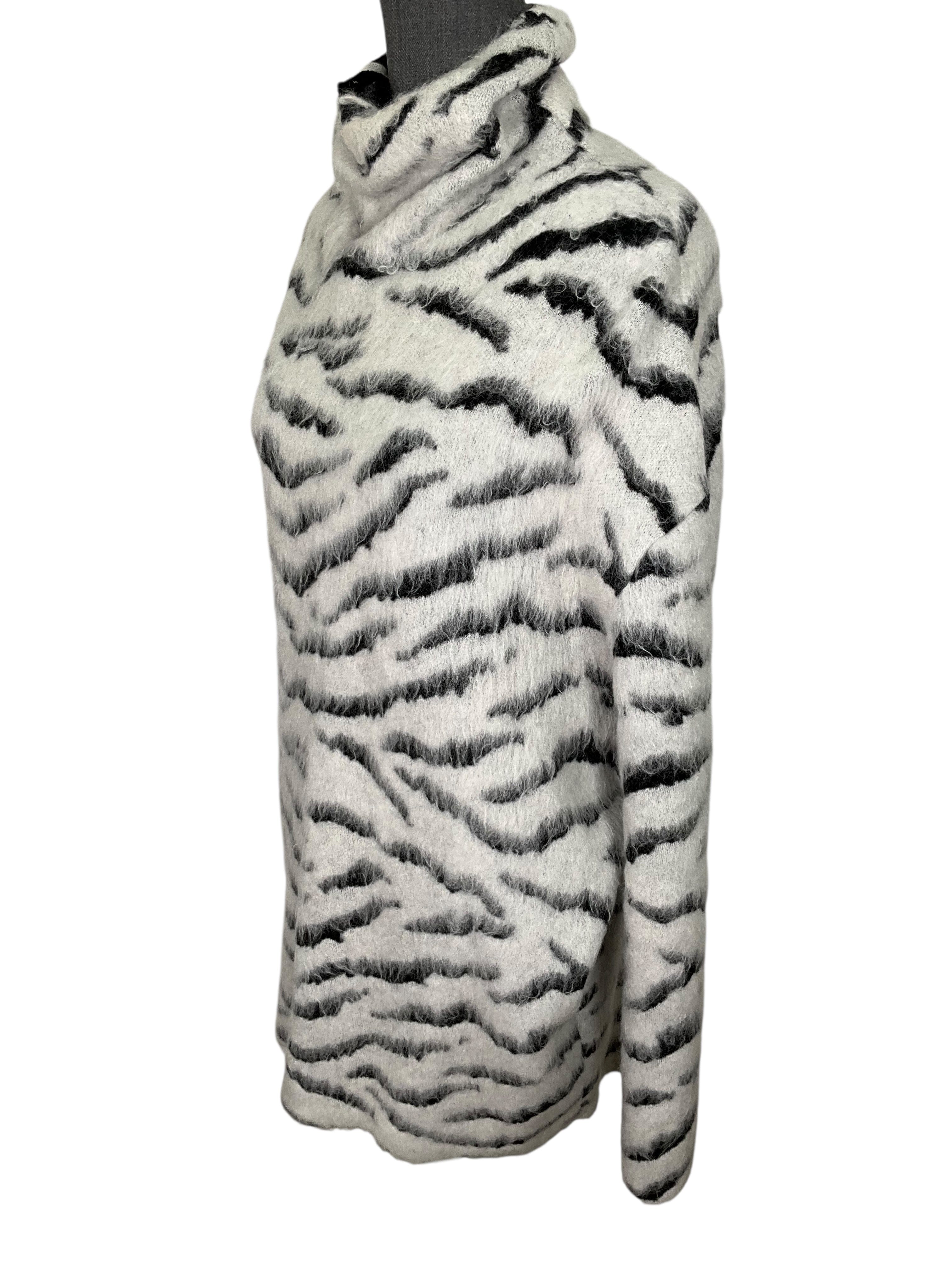 Givenchy Zebra Print Oversized Turtleneck Sweater Size XS