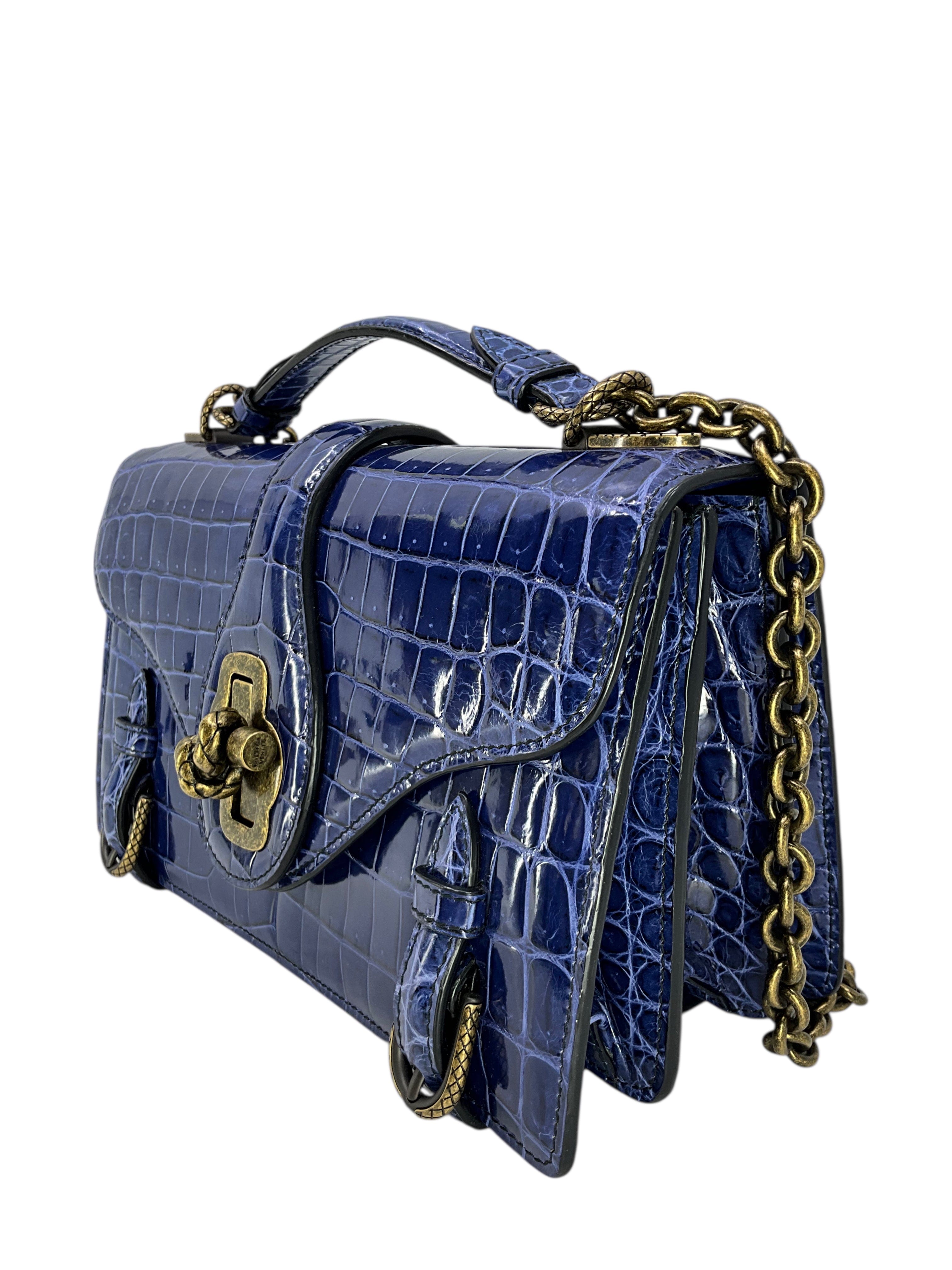 Bottega Veneta City Knot Crocodile Shoulder Bag NEW