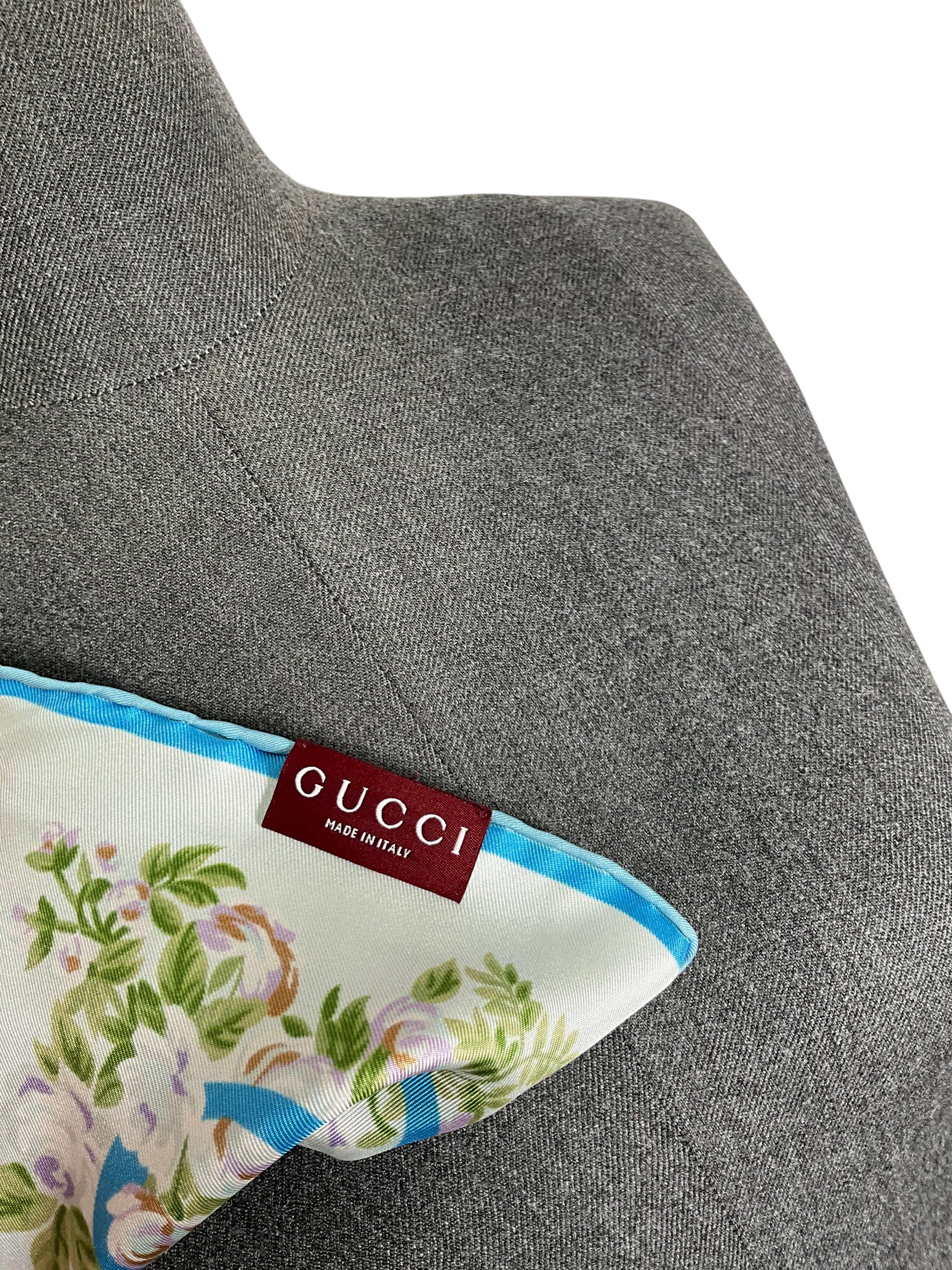 GUCCI GG Floral Silk Twill Scarf NEW