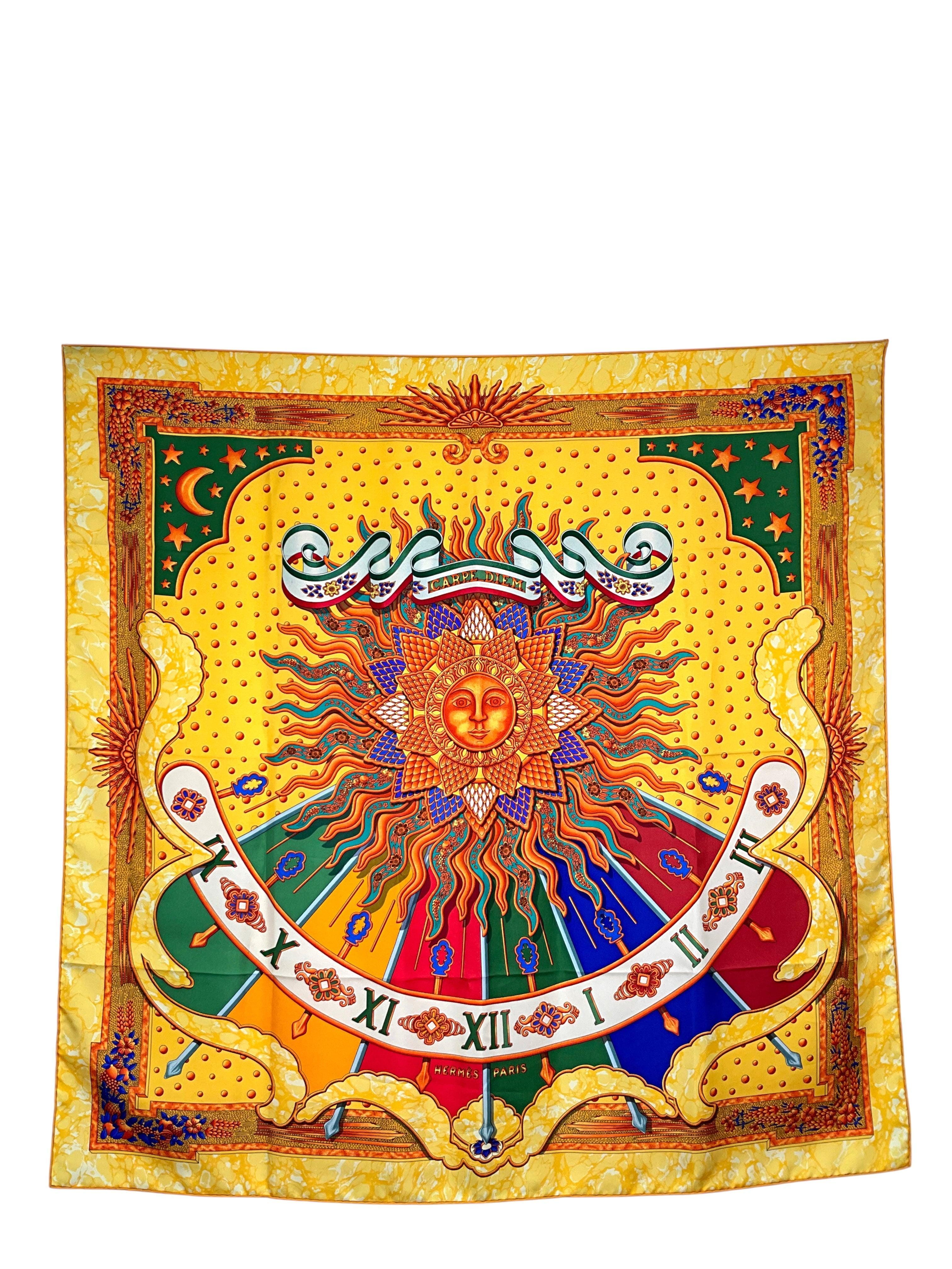 HERMES Carpe Diem Silk Scarf 90