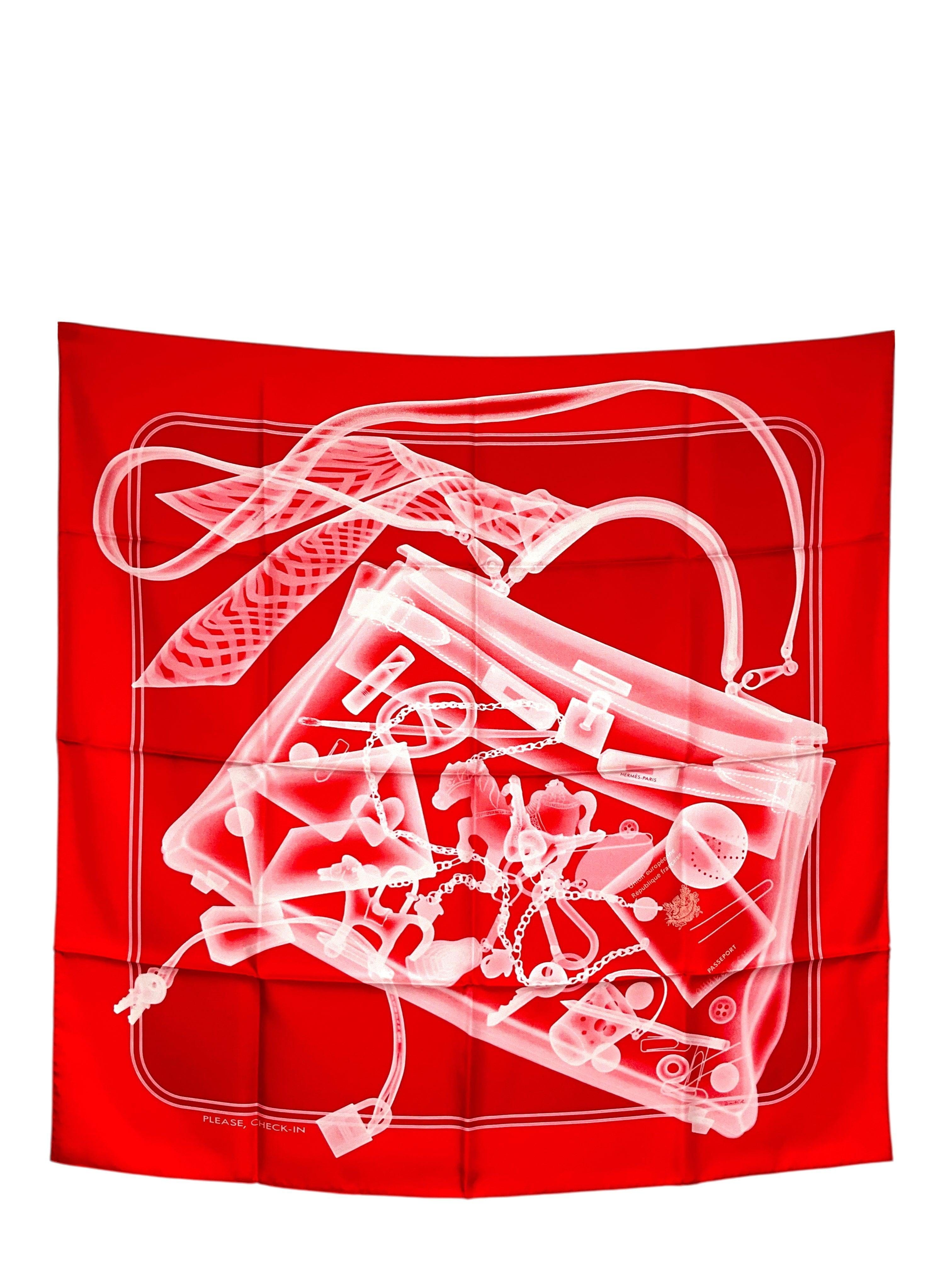 HERMES Please Check In Silk Scarf 90 NEW
