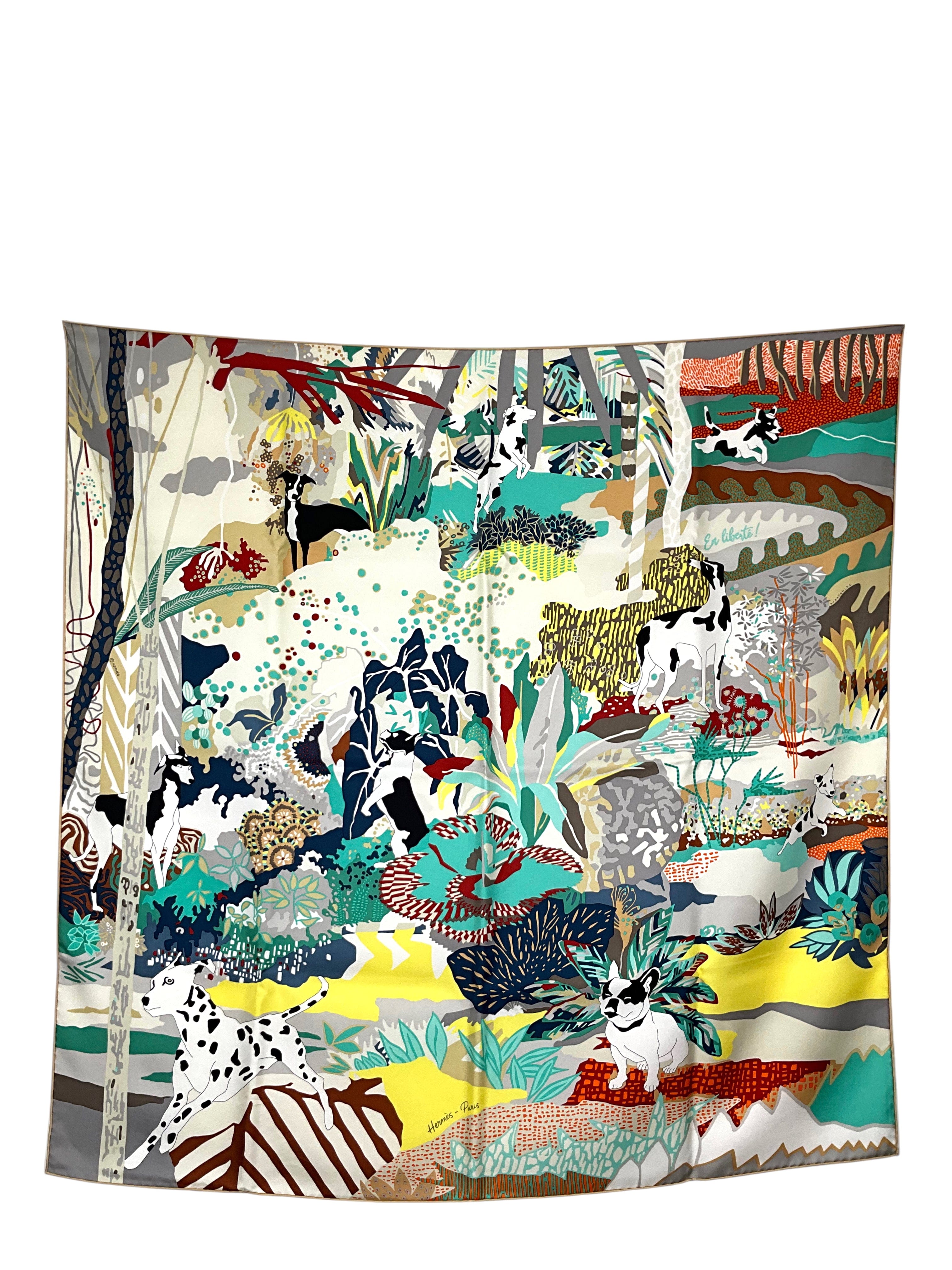 HERMES En Liberte Silk Scarf 90 NEW