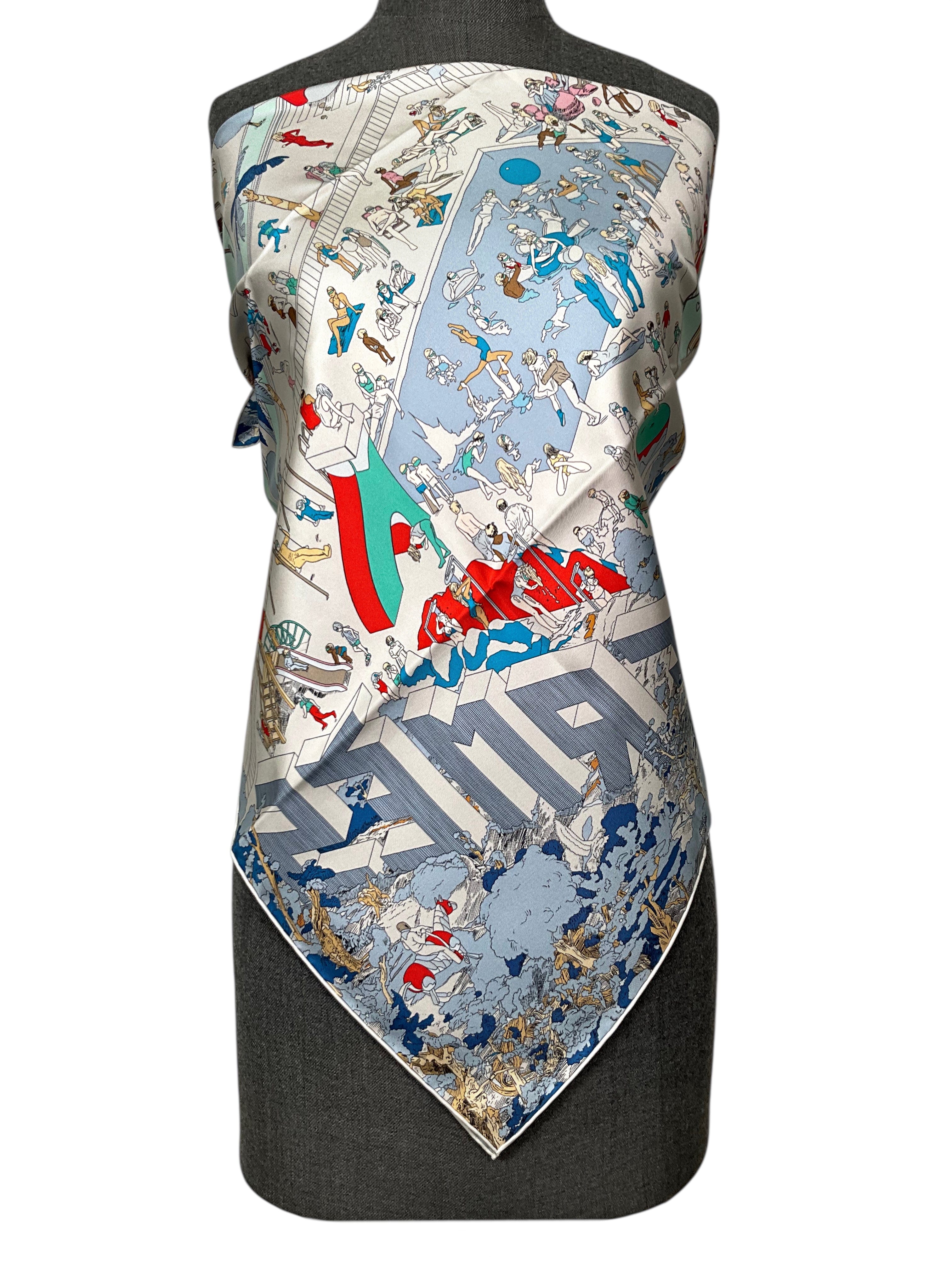 HERMES On the Beach Silk Scarf 90 NEW