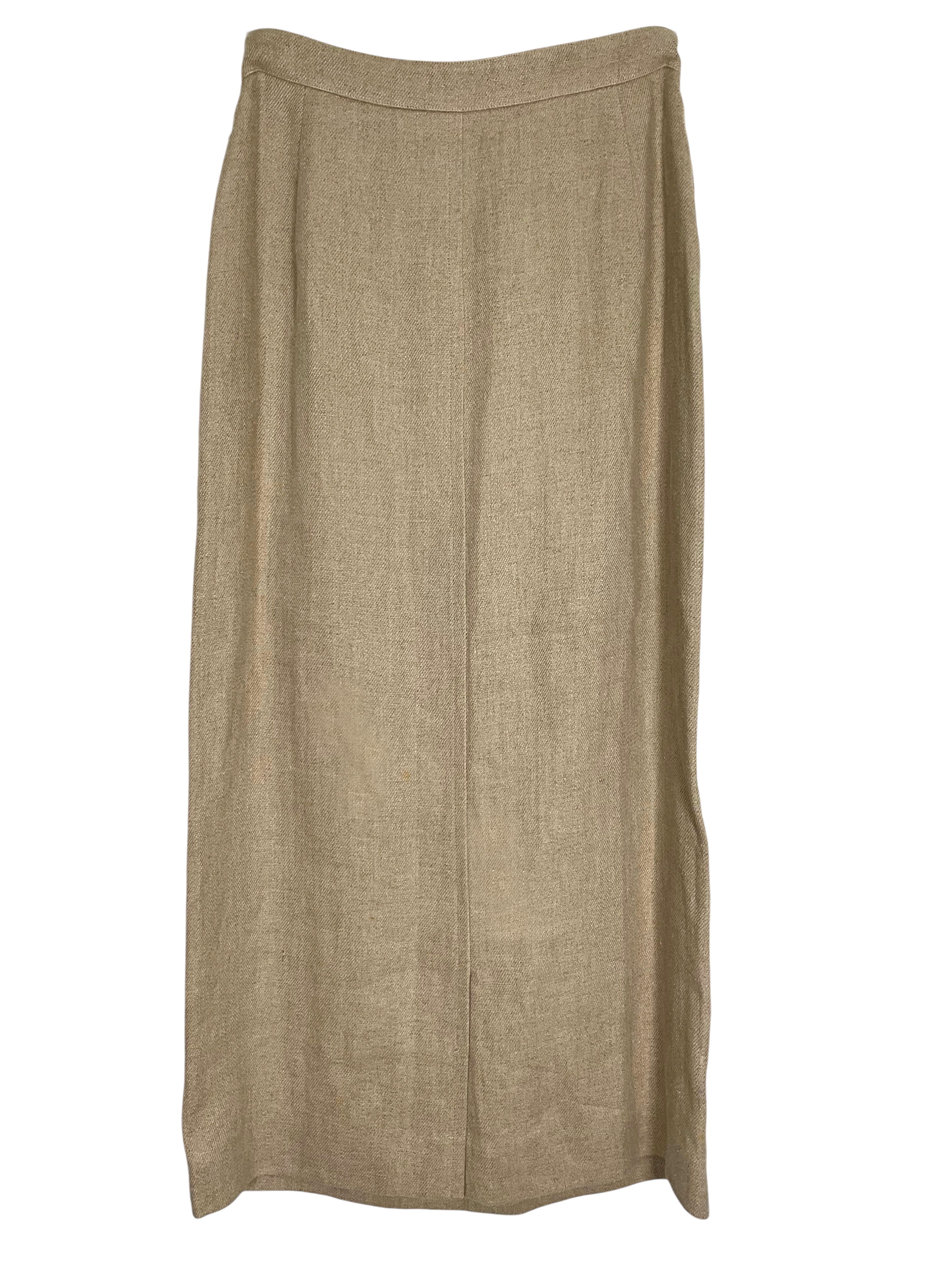 HERMES Natural Linen Midi Skirt Size 38