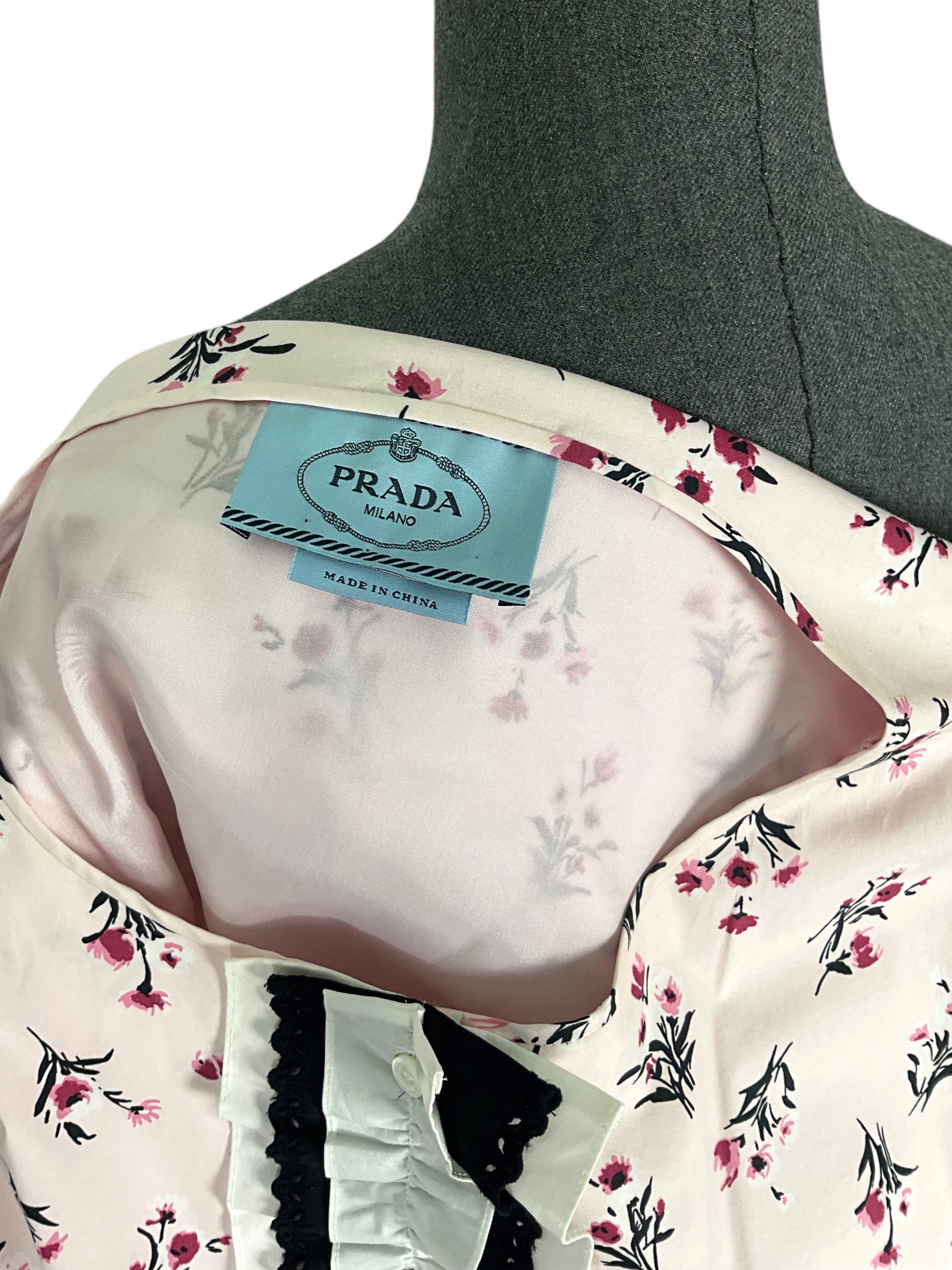 PRADA Floral Printed Cotton Dress Size S