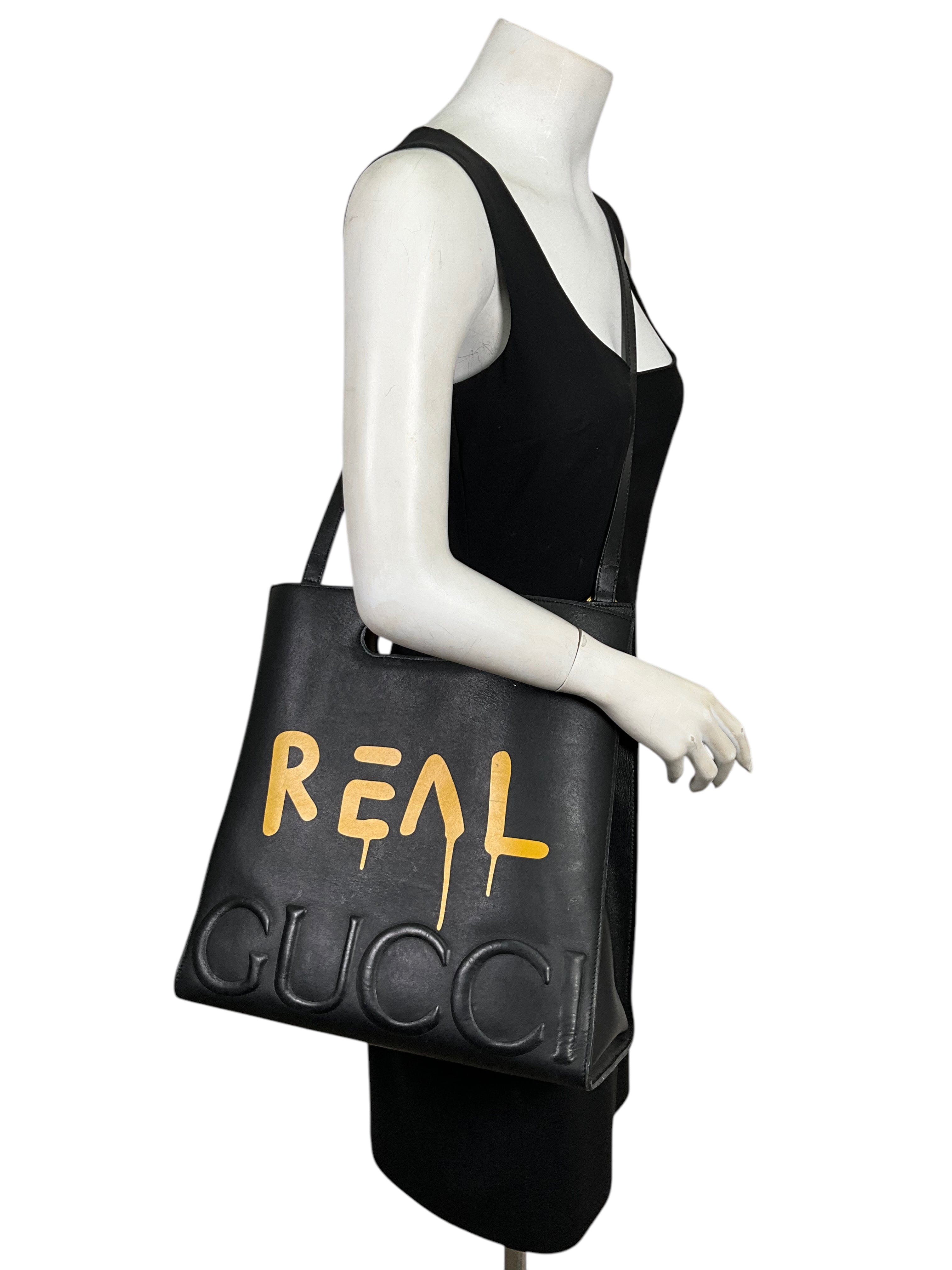 GUCCI Calfskin GucciGhost Real Medium Tote Bag