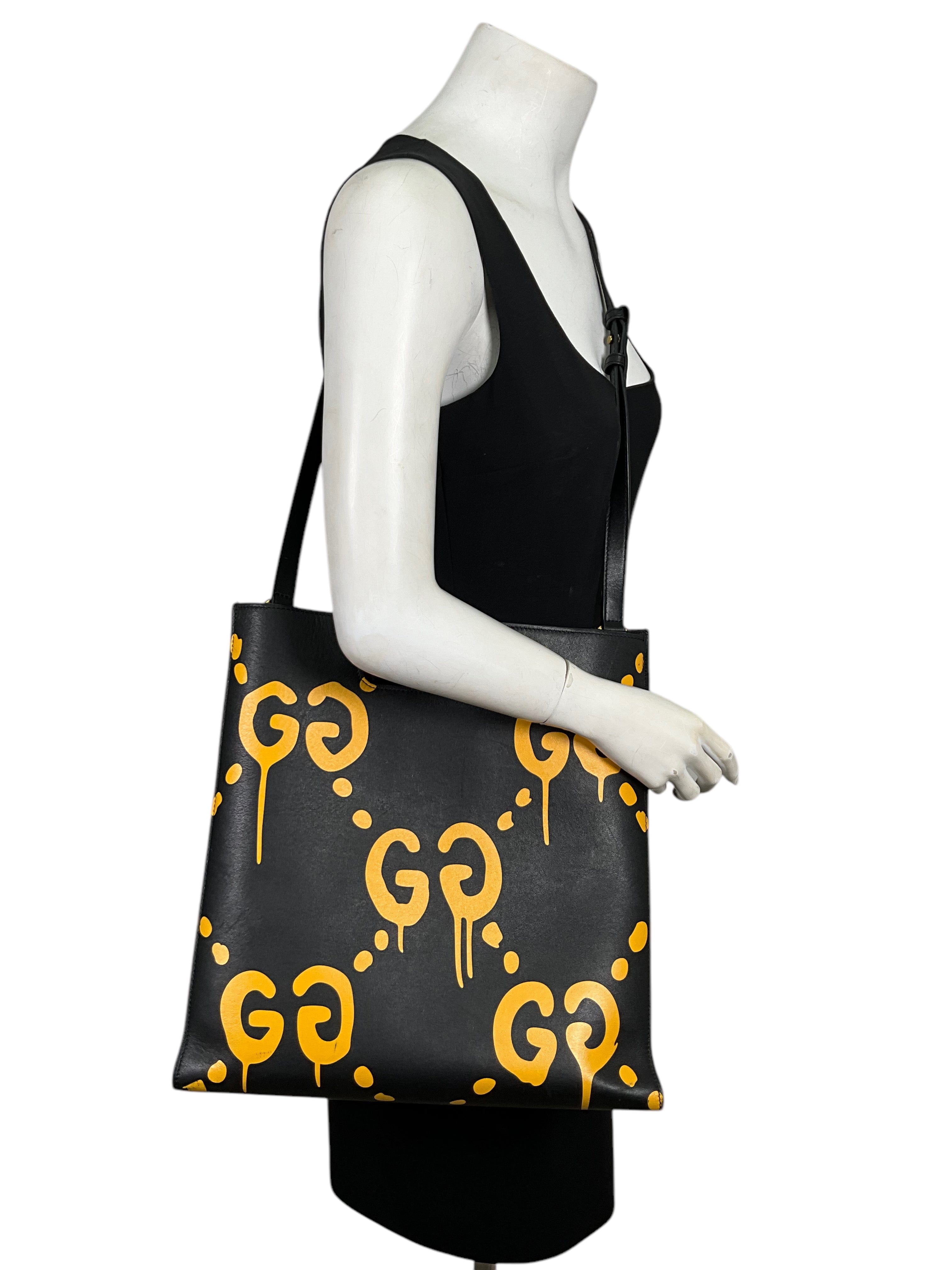 GUCCI Calfskin GucciGhost Real Medium Tote Bag