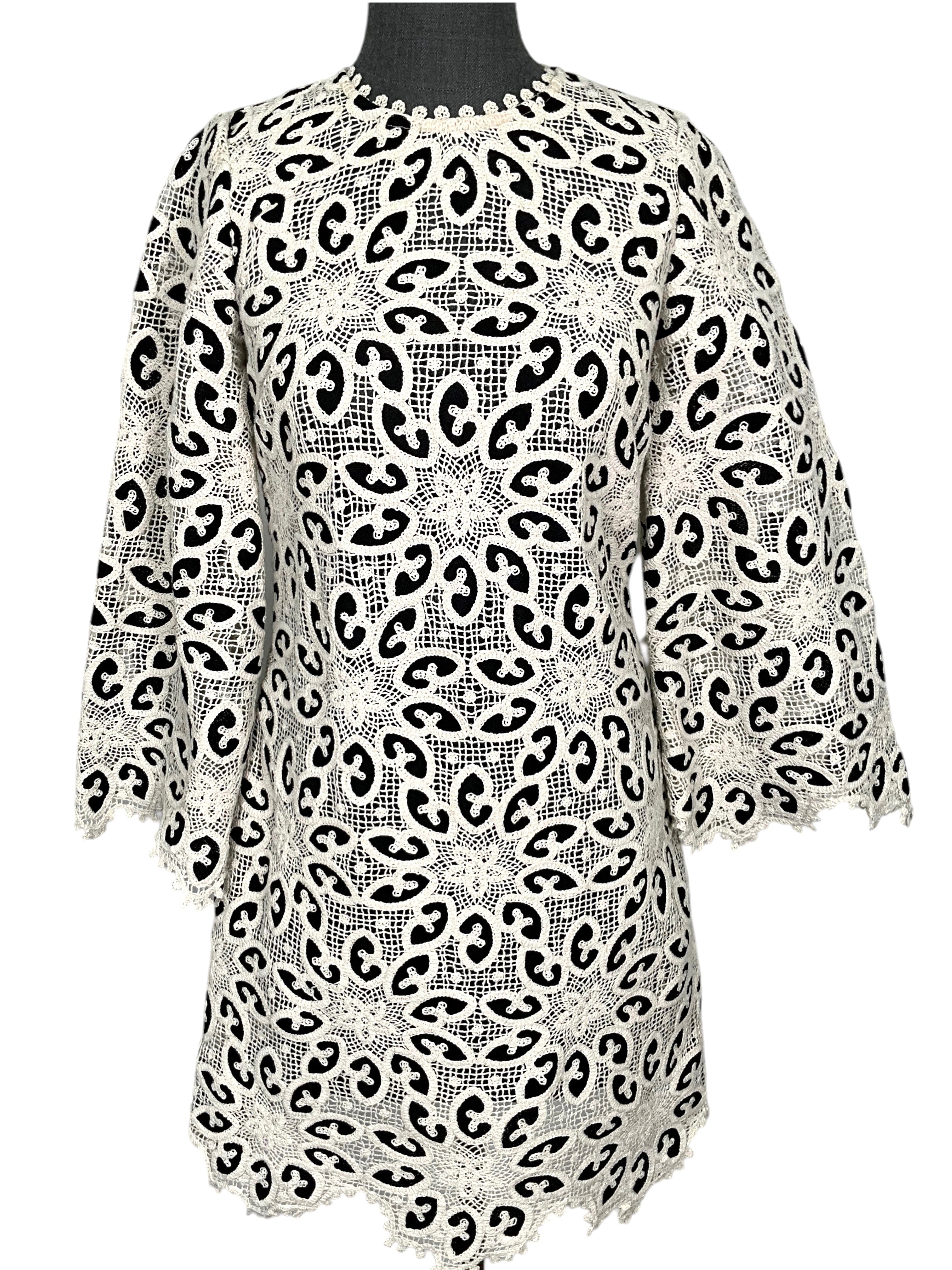 Zimmermann Crochet Knit Mini Shift Dress Size XS