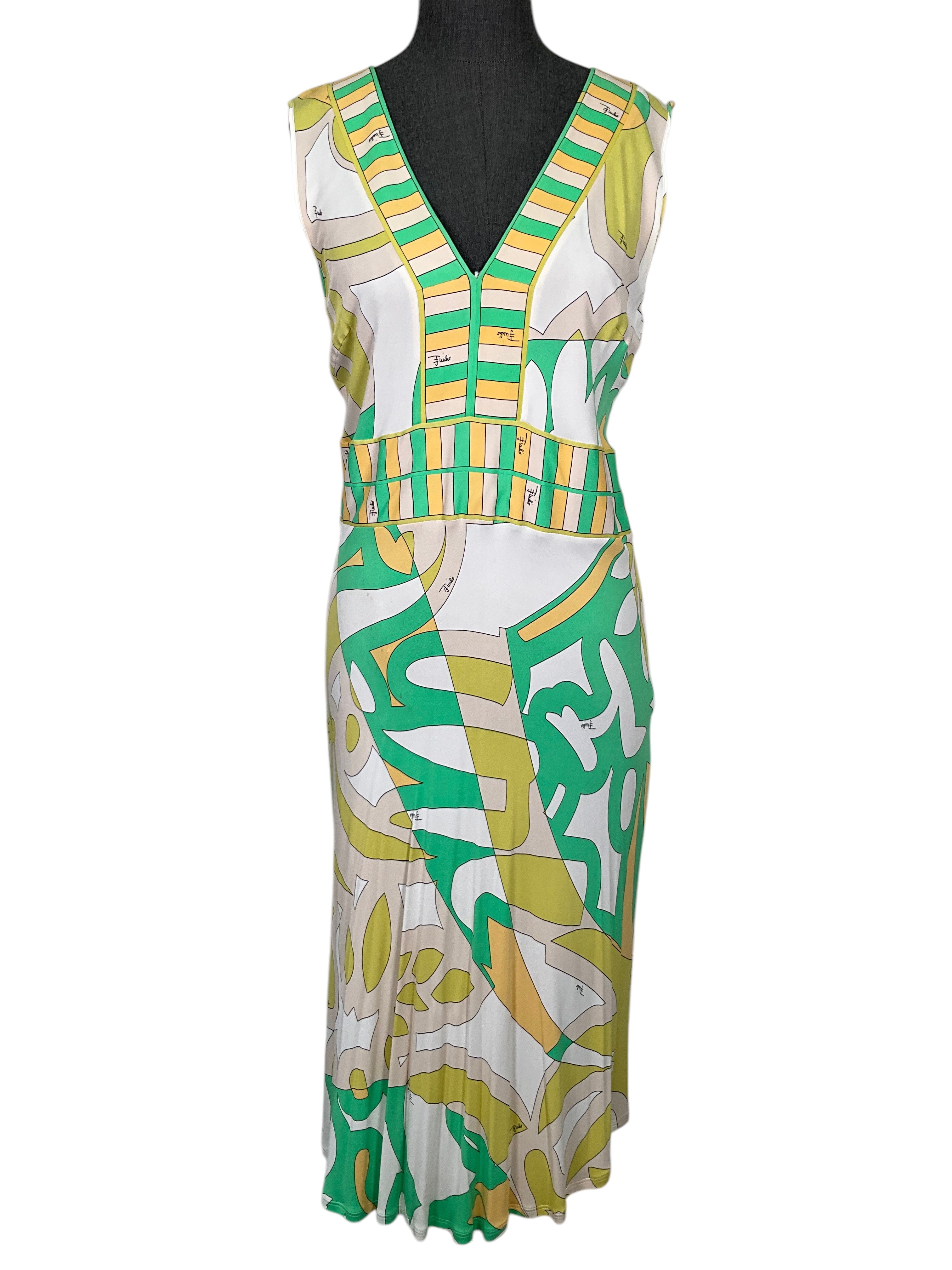 Emilio Pucci Abstract Print Sleeveless Jersey Dress Size M
