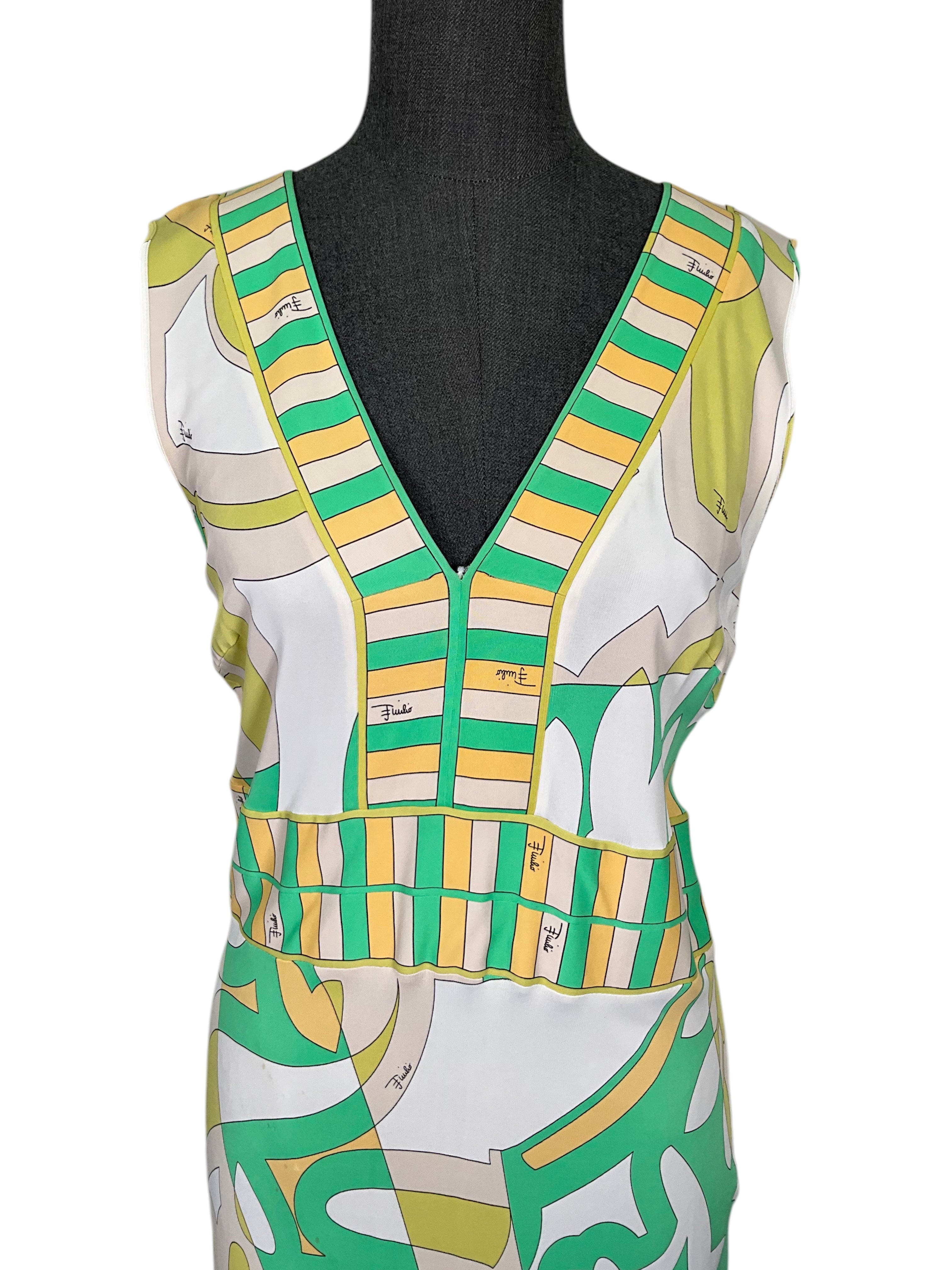 Emilio Pucci Abstract Print Sleeveless Jersey Dress Size M