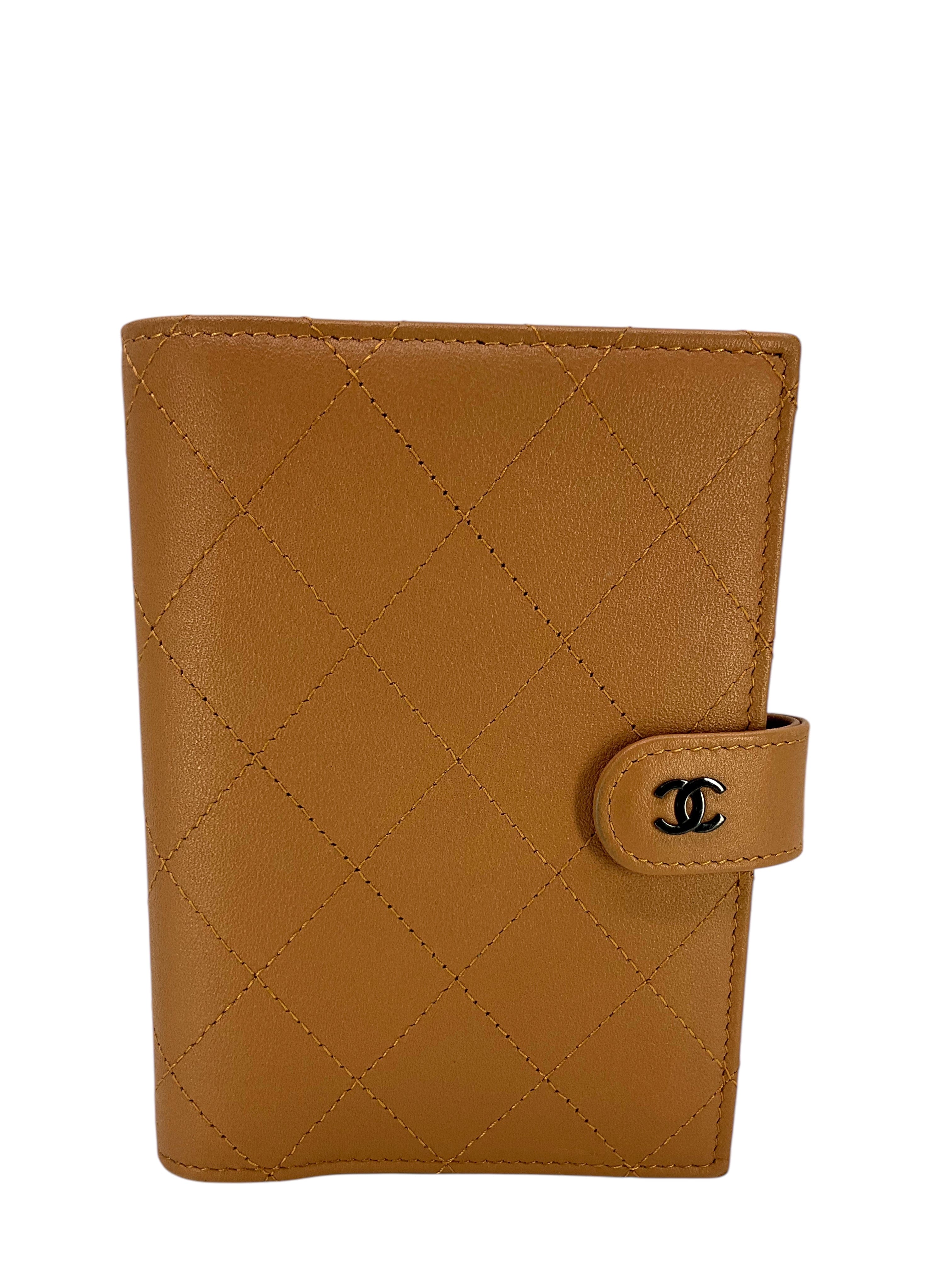 CHANEL Quilted Leather CC Logo Passport Holder Wallet